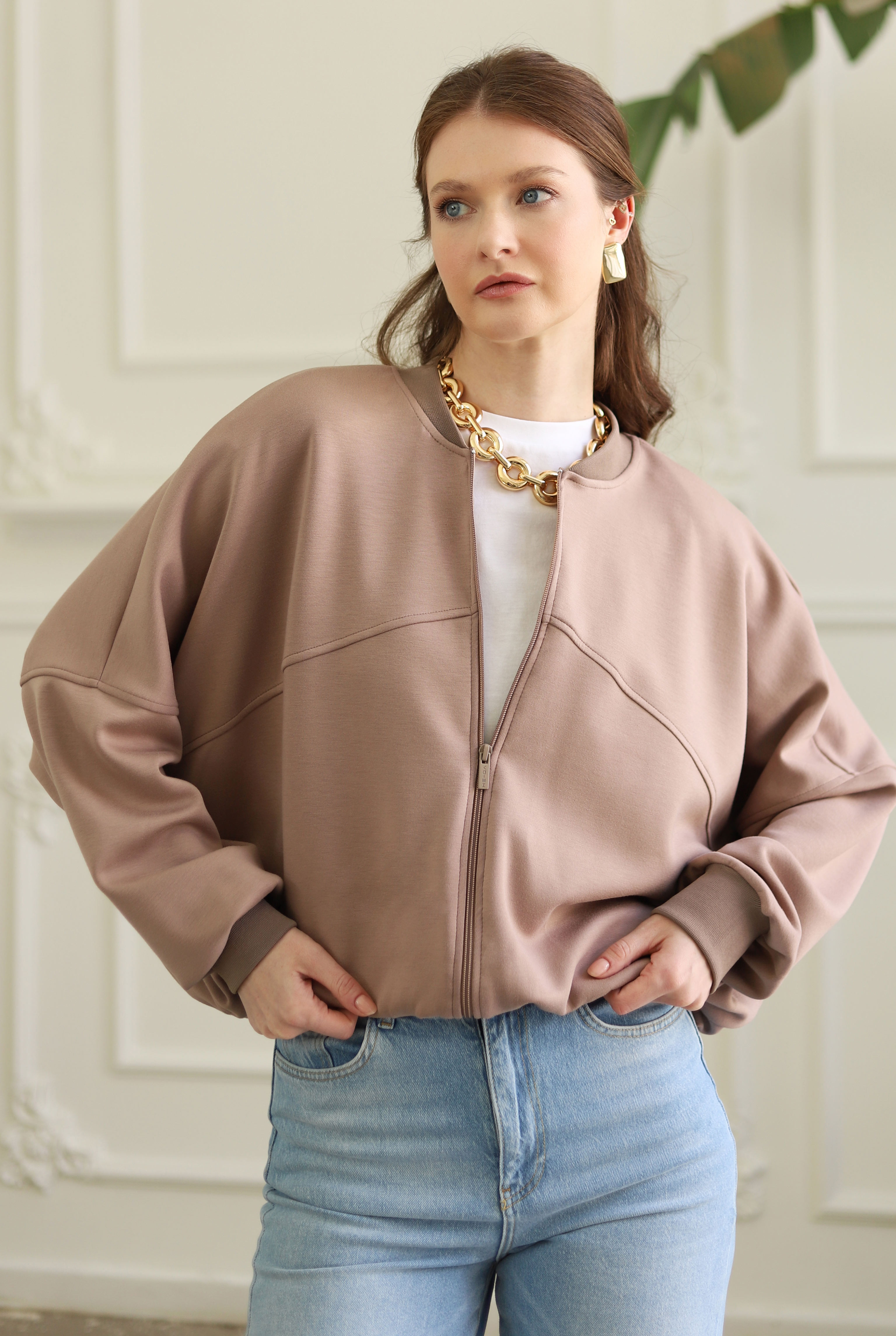 Partite Bomber Jacket Sand Beige - 1