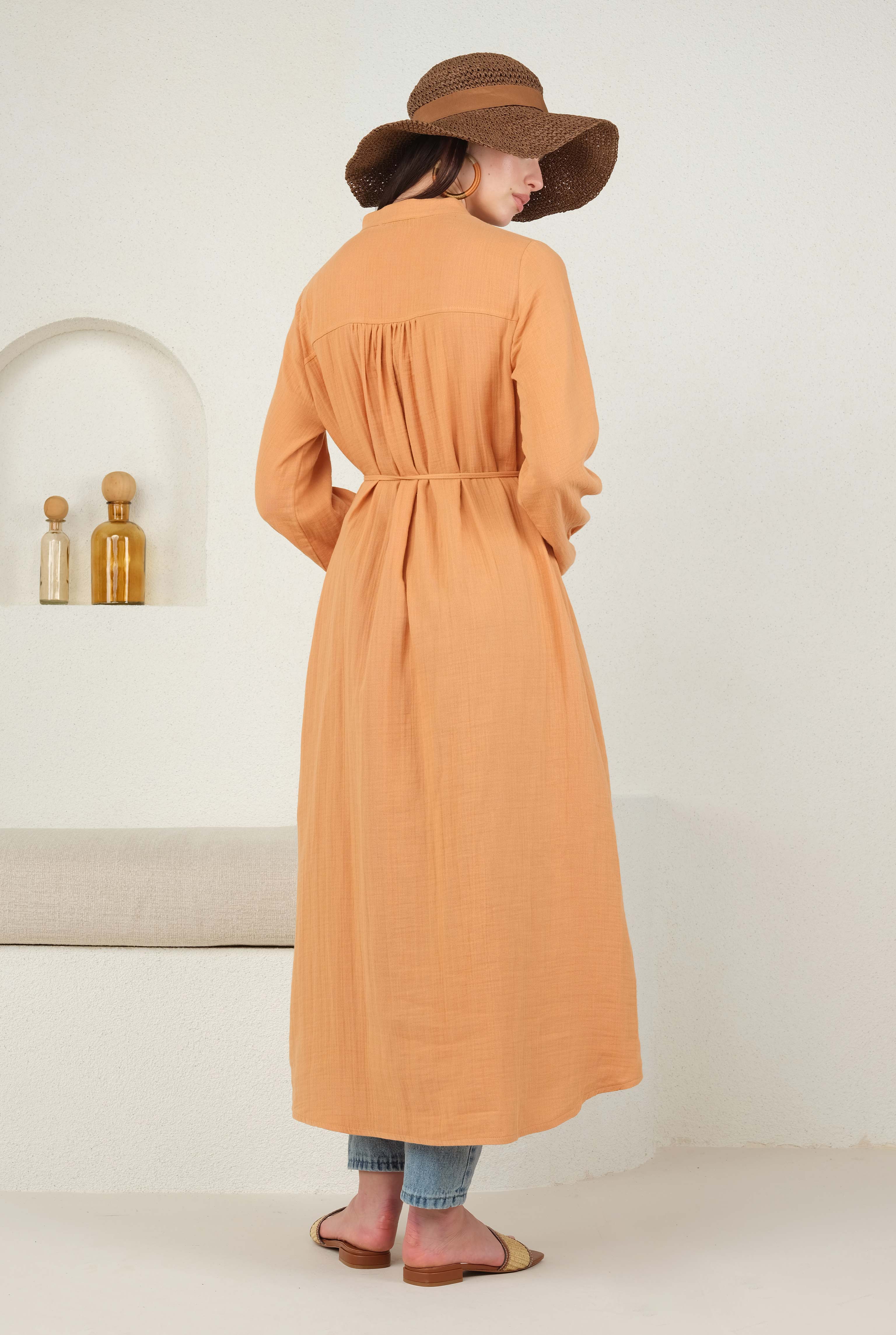 Long Muslin Shirt Salmon - 3