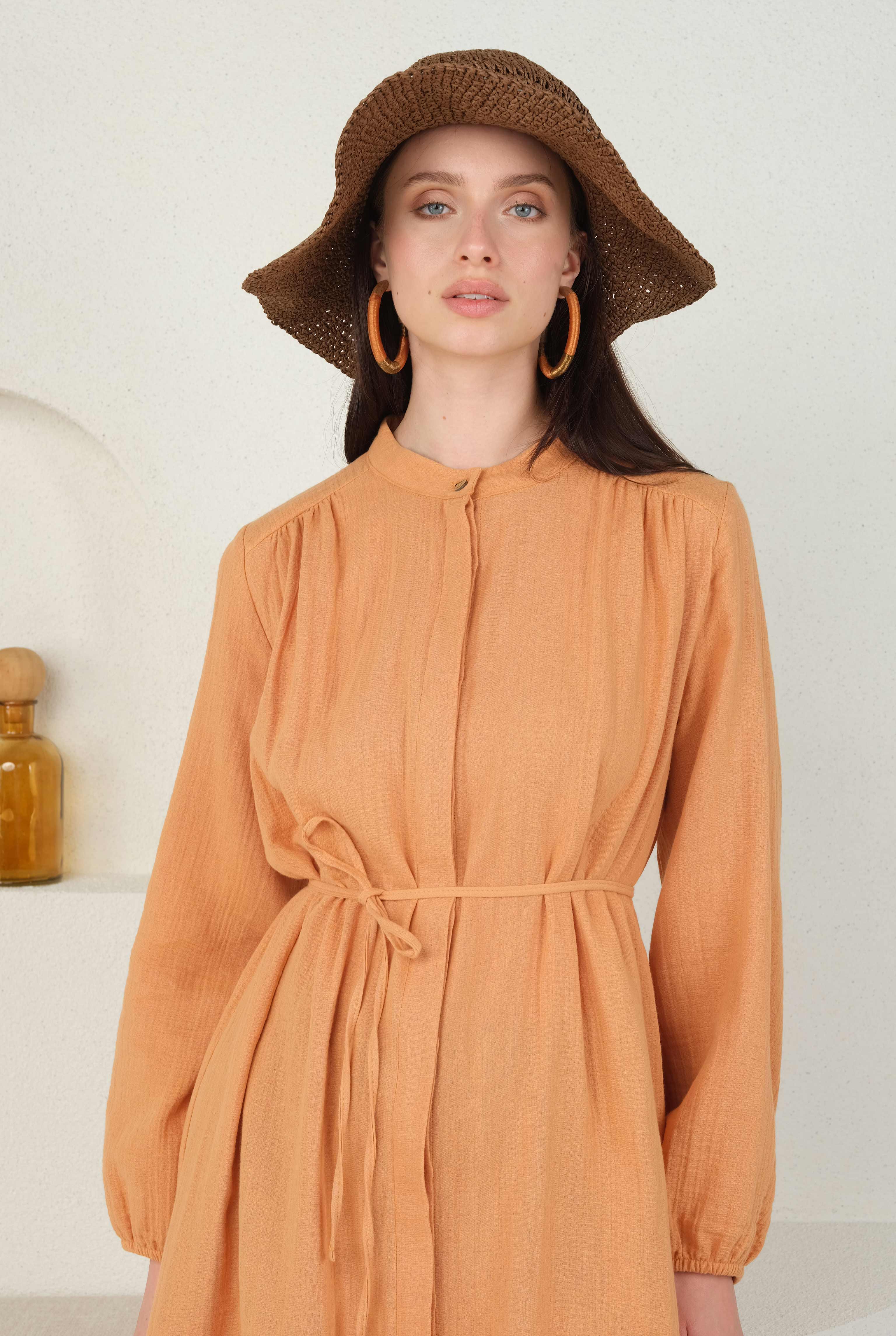 Long Muslin Shirt Salmon - 4