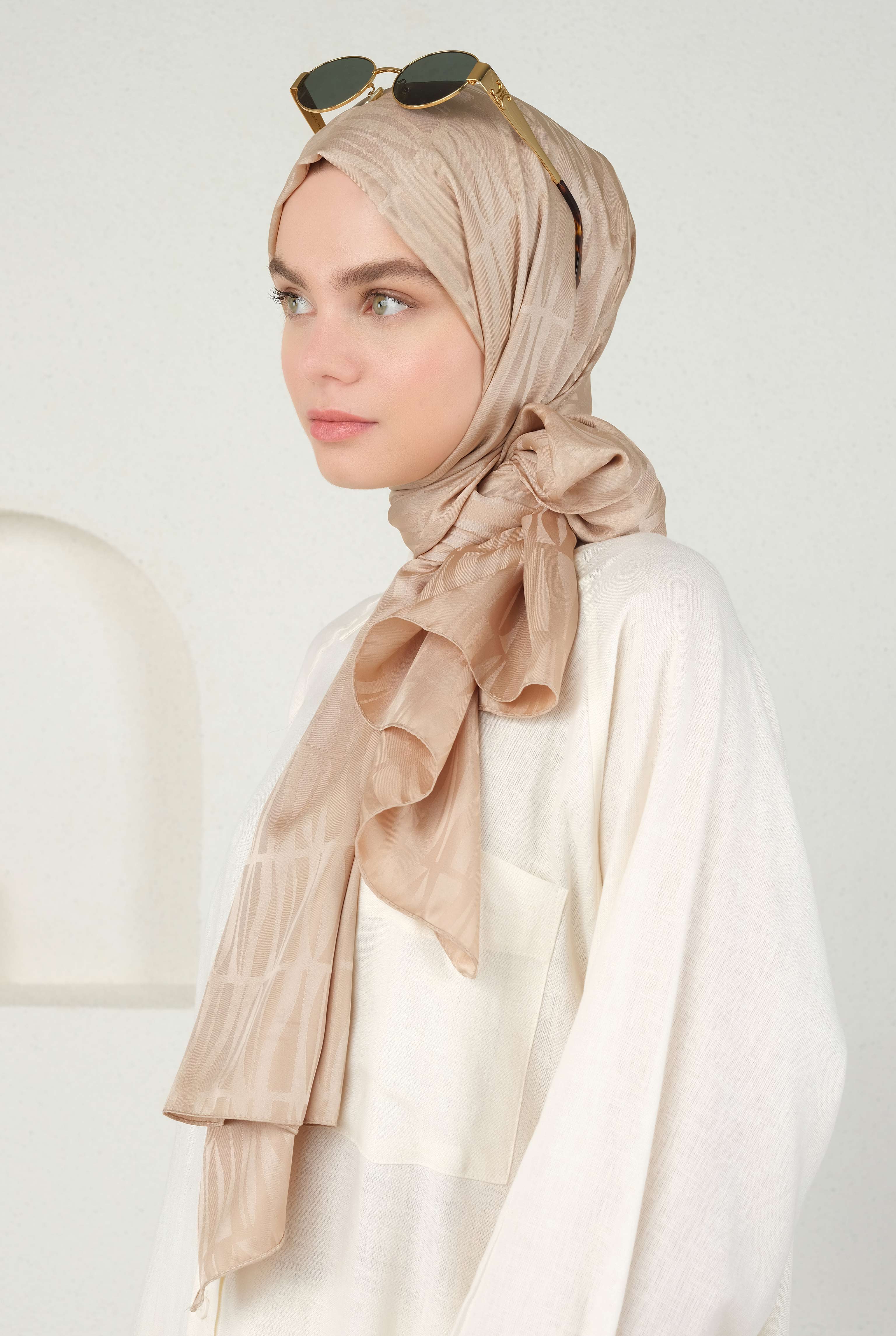 Jou Patterned Jacquard Shawl Light Mocha - 2