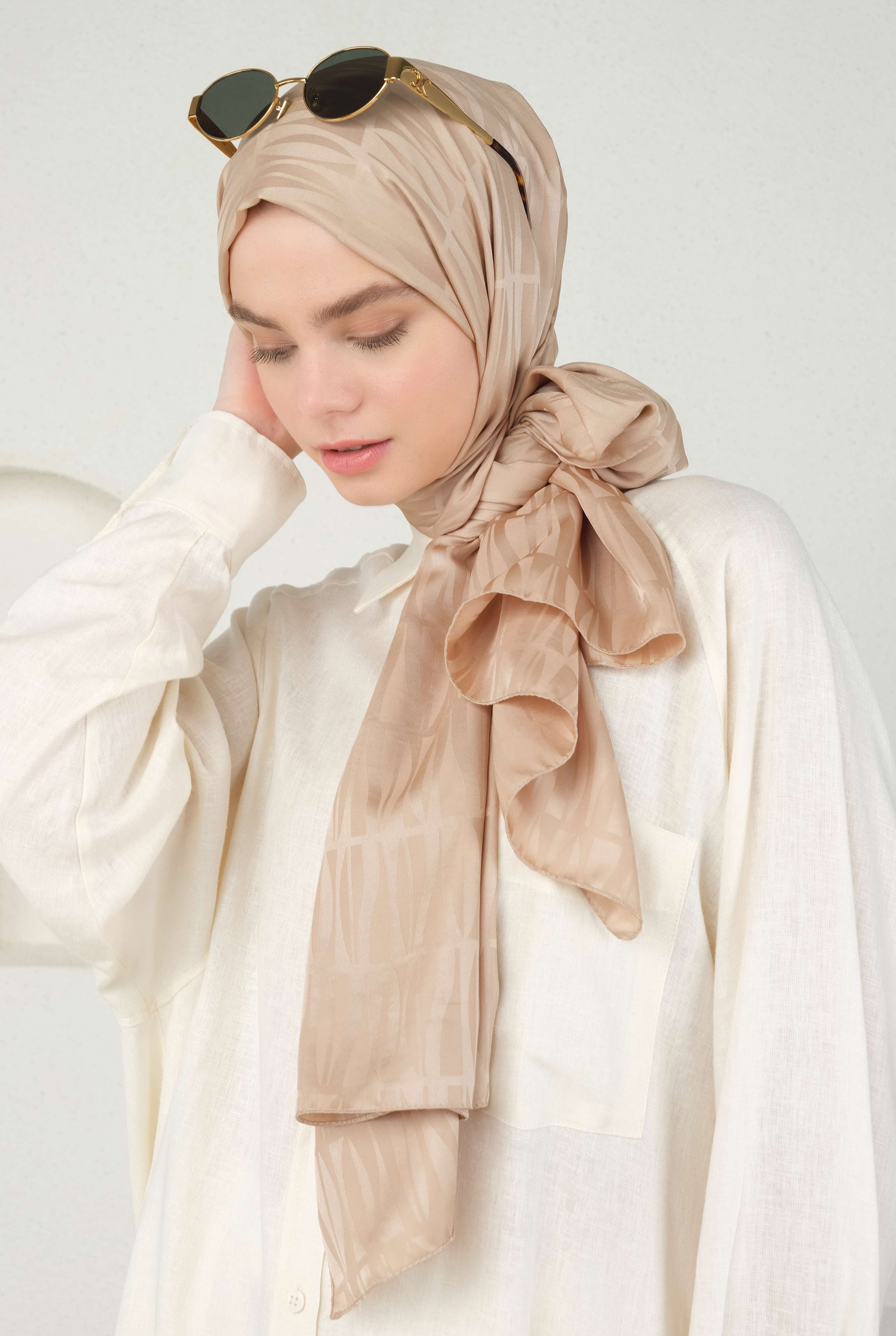 Jou Patterned Jacquard Shawl Light Mocha - 3