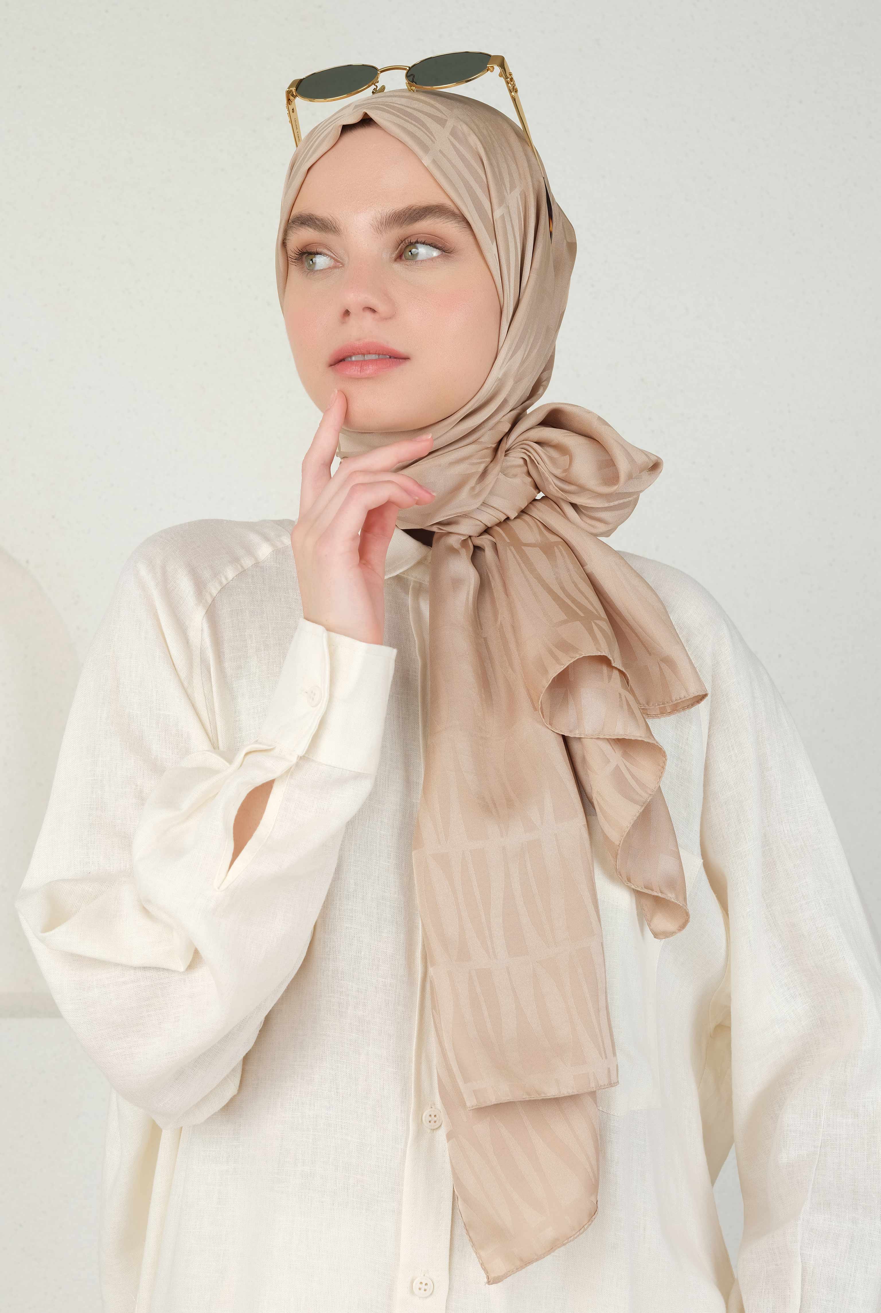 Jou Patterned Jacquard Shawl Light Mocha - 1