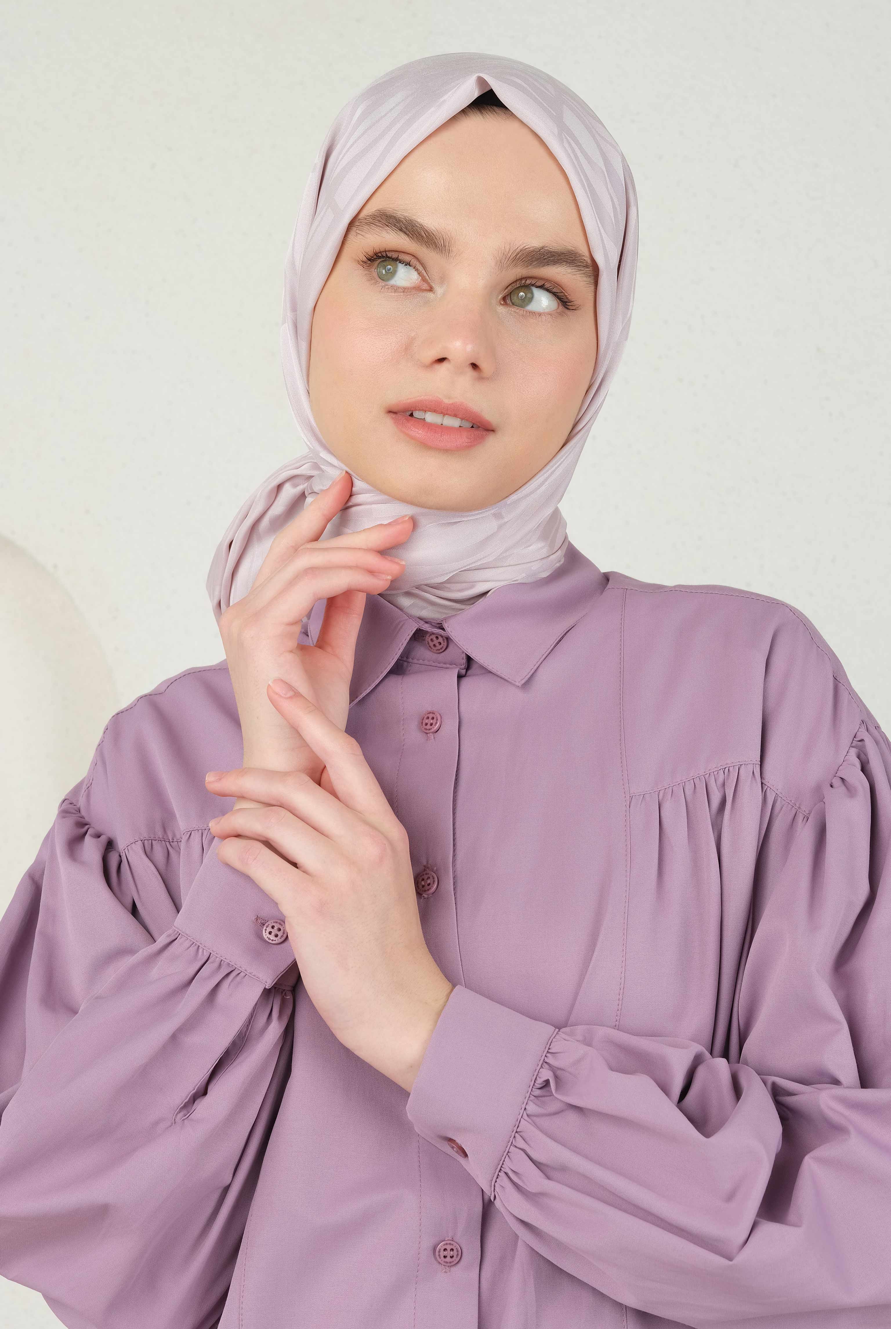 Jou Patterned Jacquard Shawl Soft Violet - 1