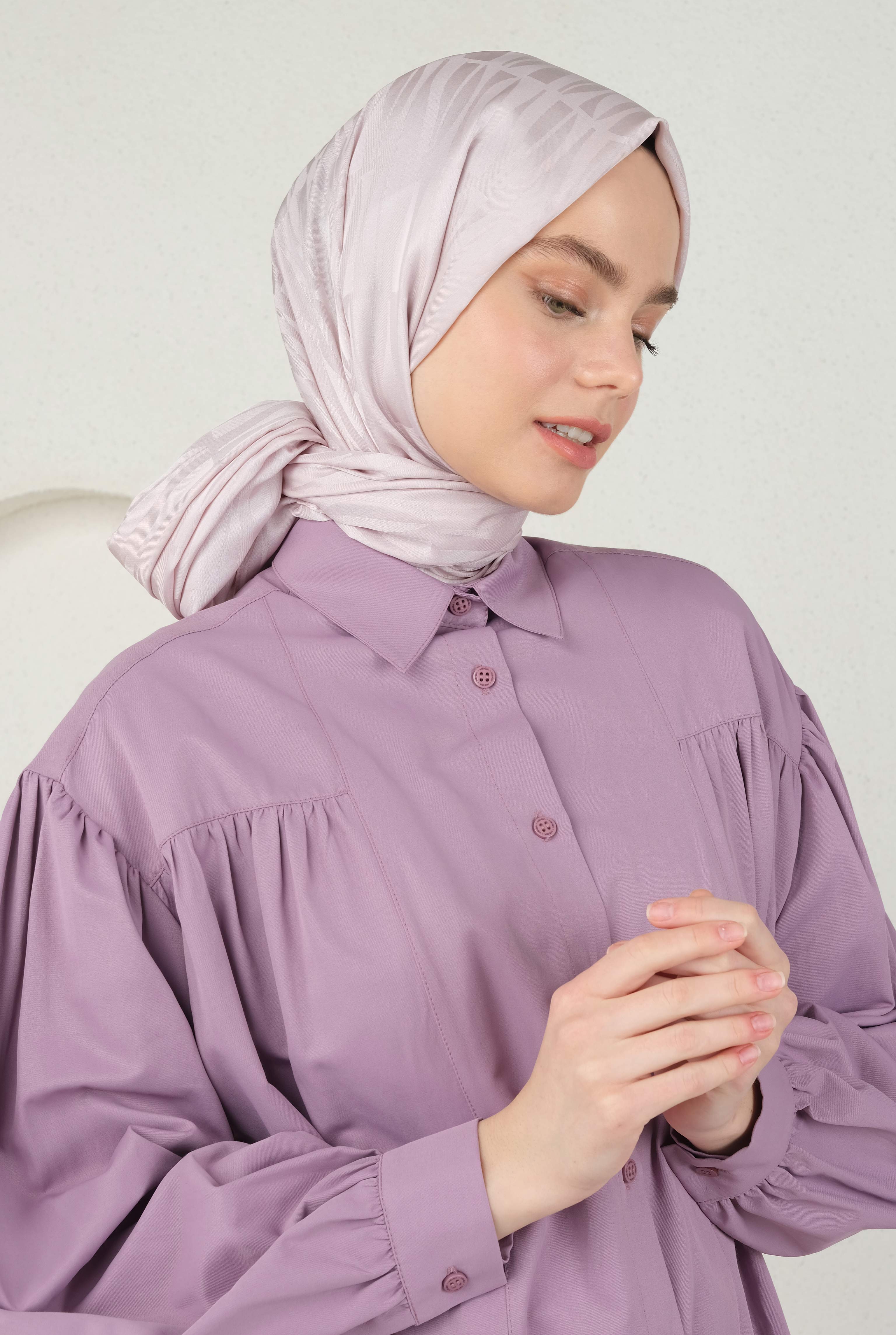 Jou Patterned Jacquard Shawl Soft Violet - 2