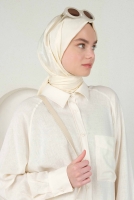 Logo Patterned Jacquard Shawl Cream 