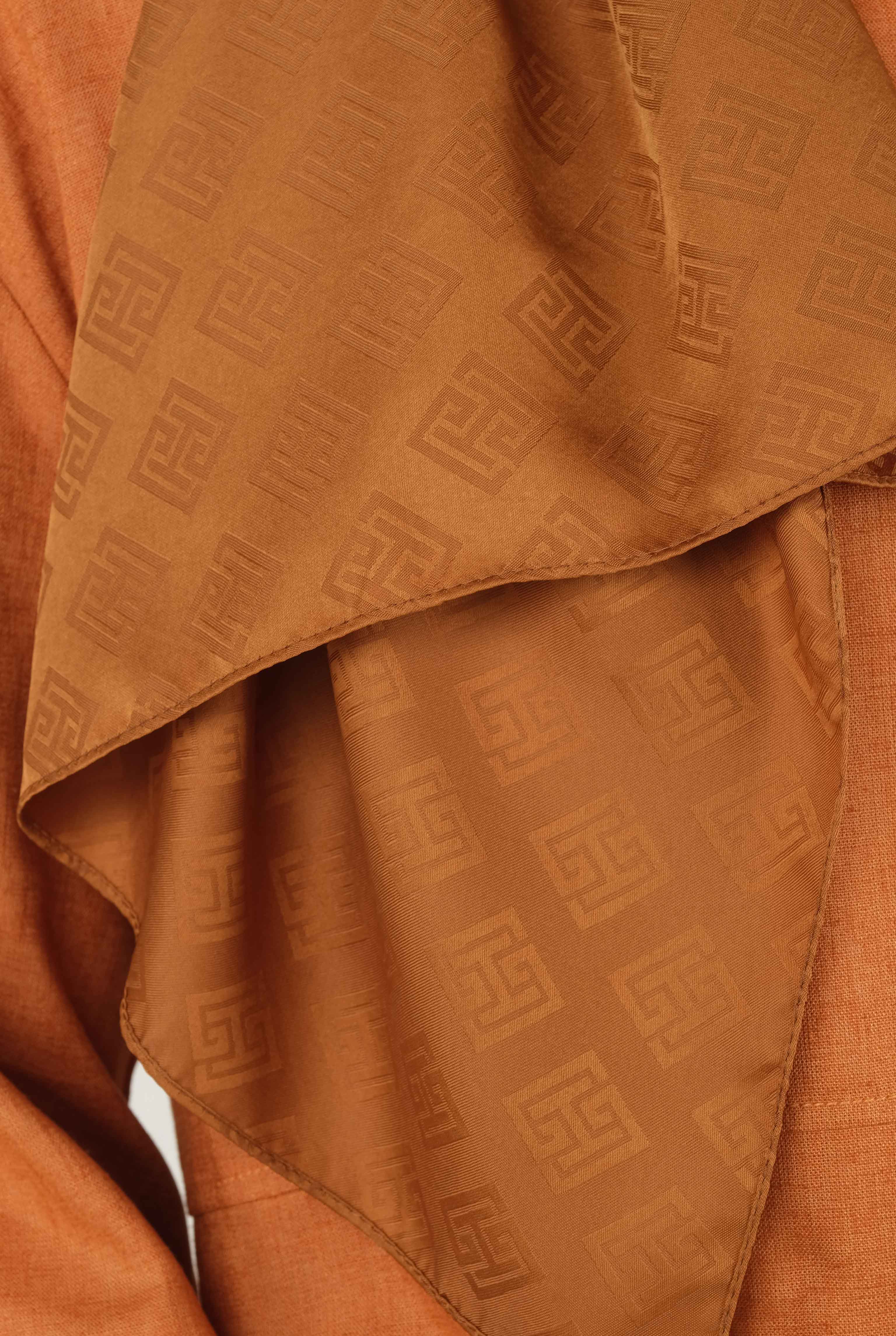 Logo Patterned Jacquard Shawl Chocolate - 2
