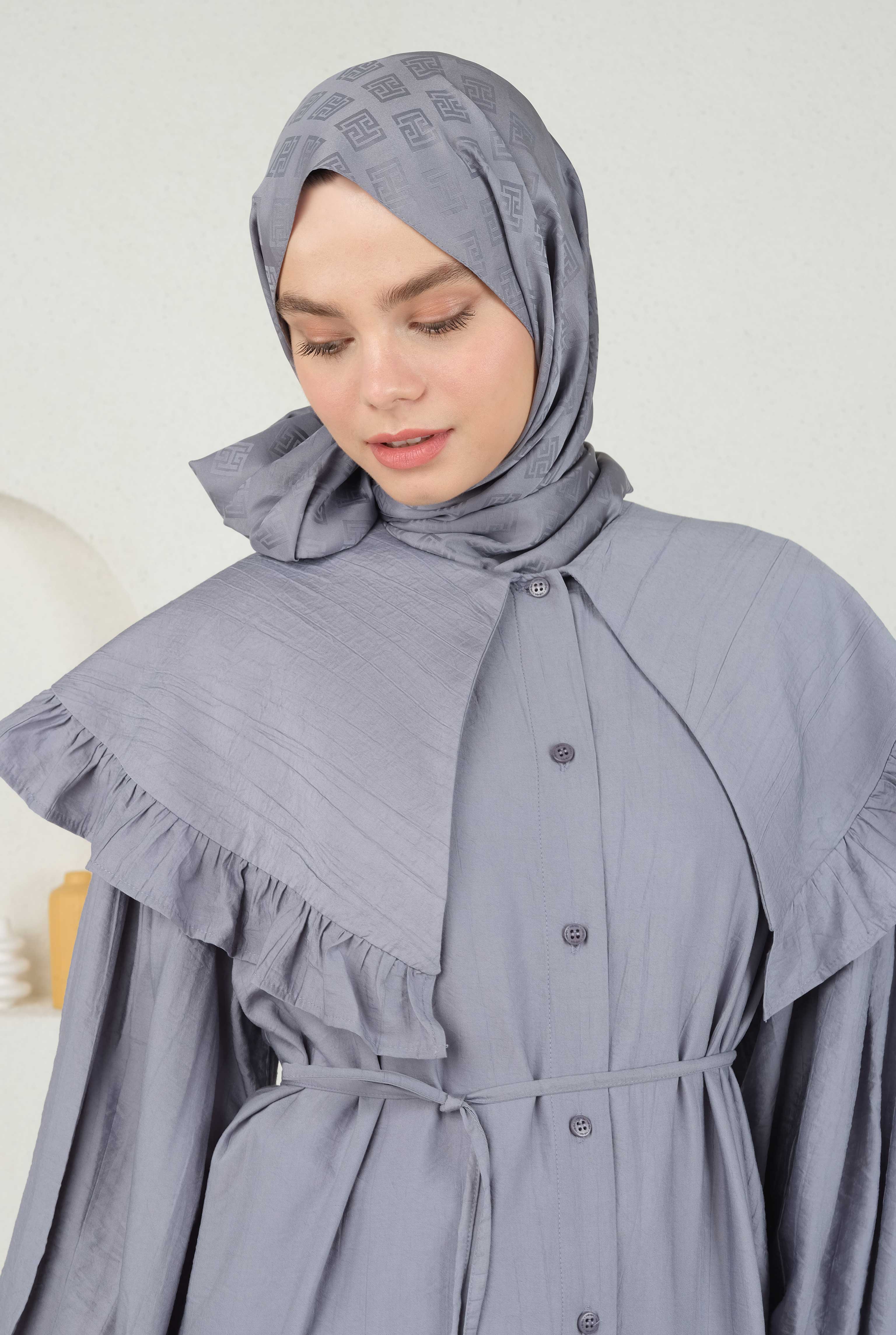 Logo Patterned Jacquard Shawl Brume - 2