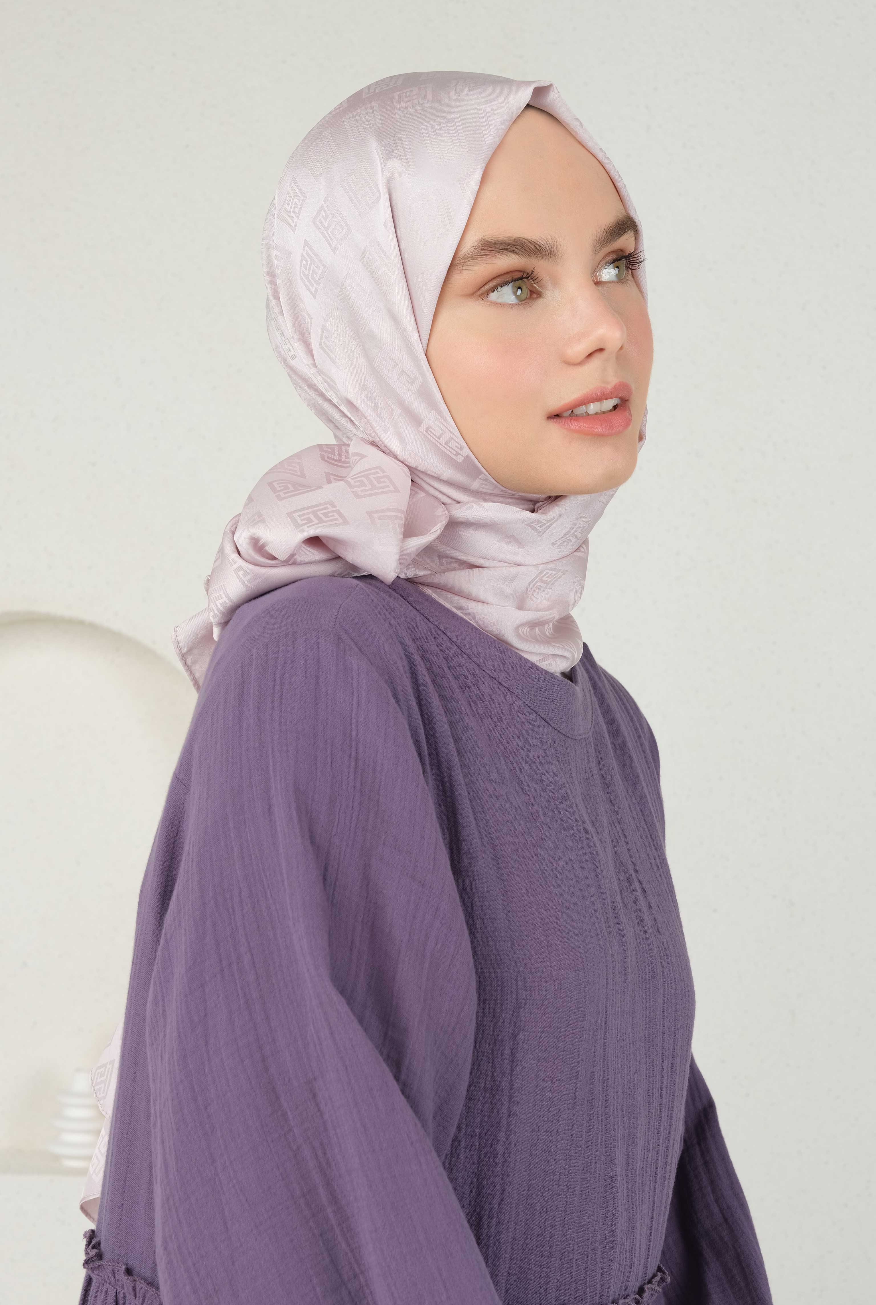 Logo Patterned Jacquard Shawl Soft Violet - 3