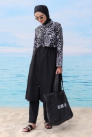 Patterned Swimsuit Black 