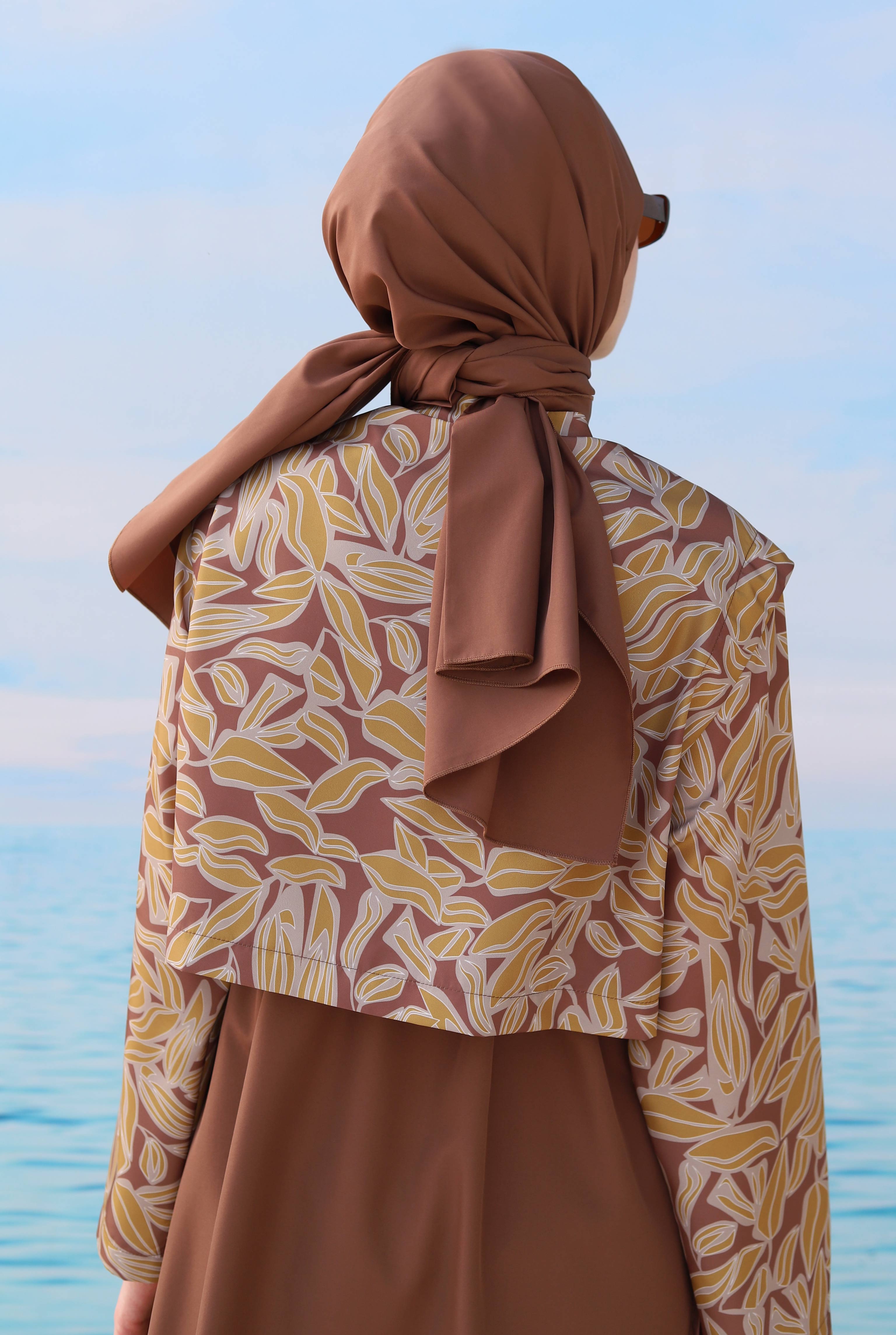 Patterned Swimsuit Brown - 3