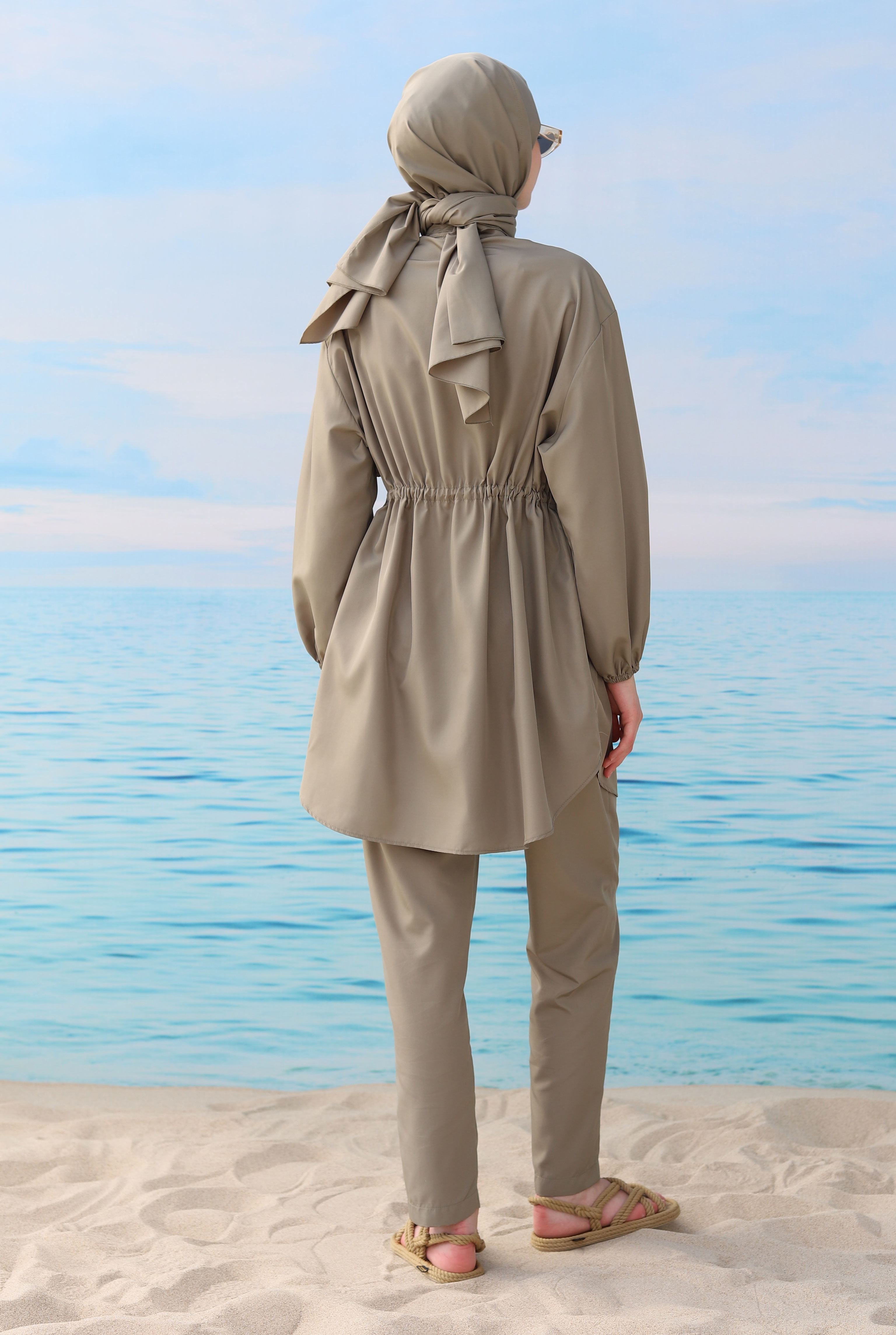 Swimsuit With Apron Light Khaki - 6