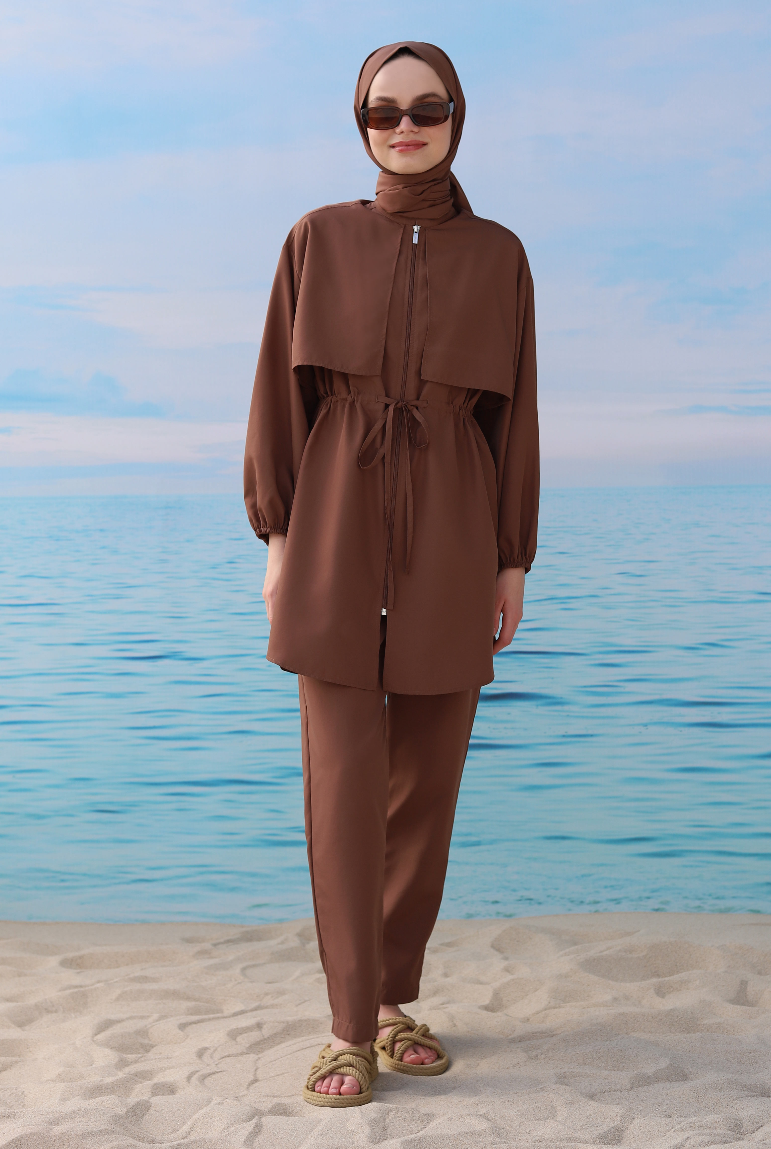 Swimsuit With Apron Brown - 4