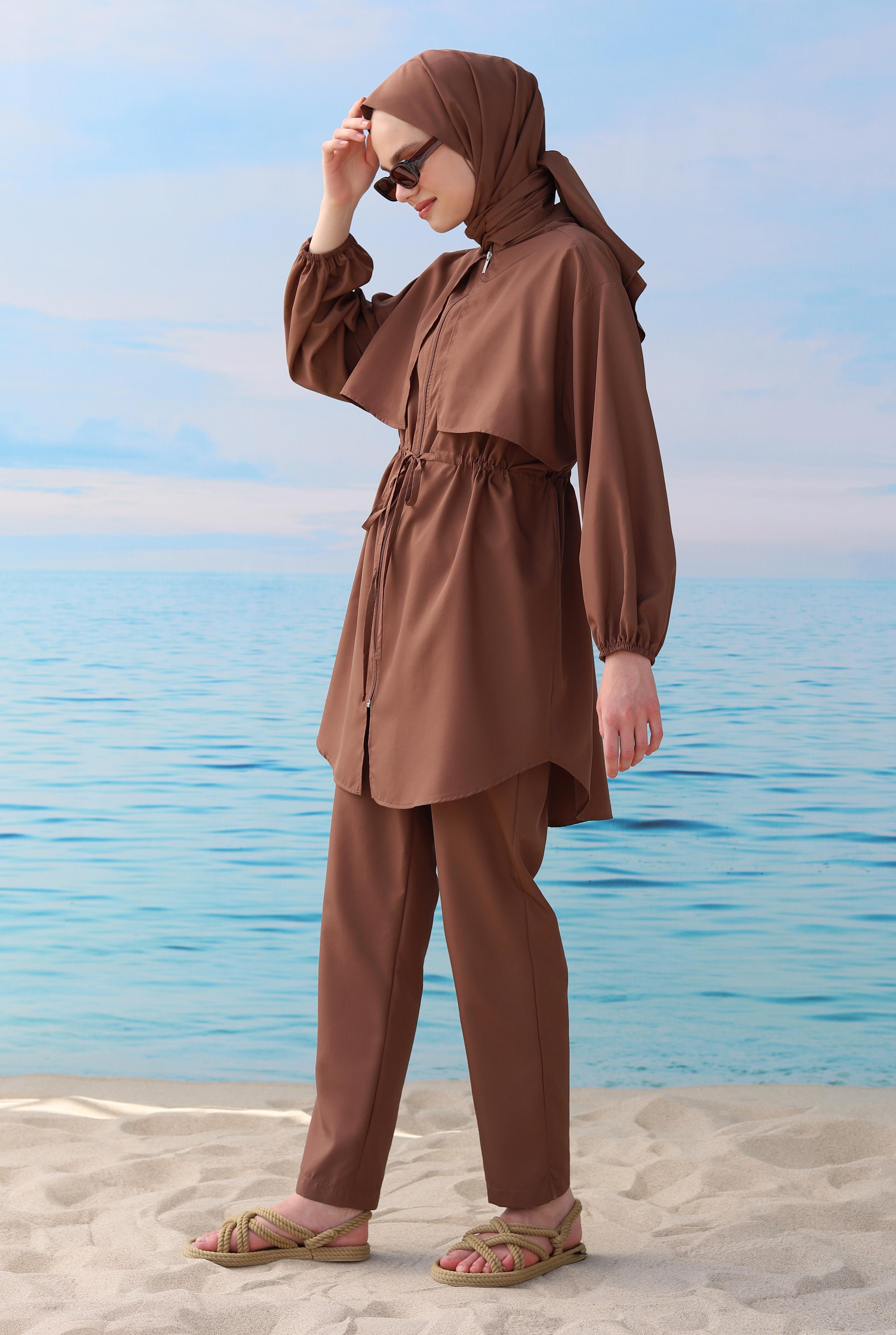 Swimsuit With Apron Brown - 2
