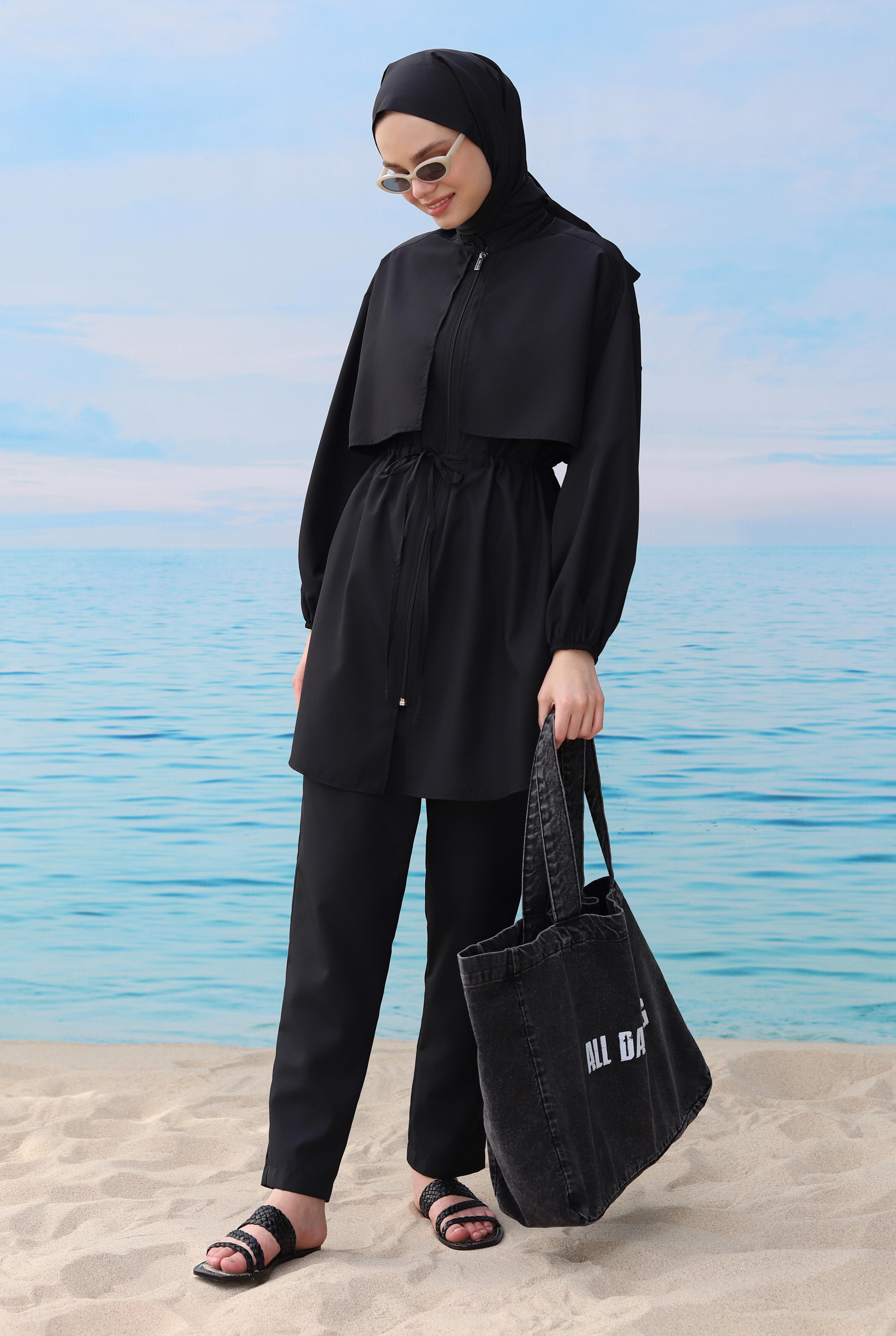 Swimsuit With Apron Black - HE-QA