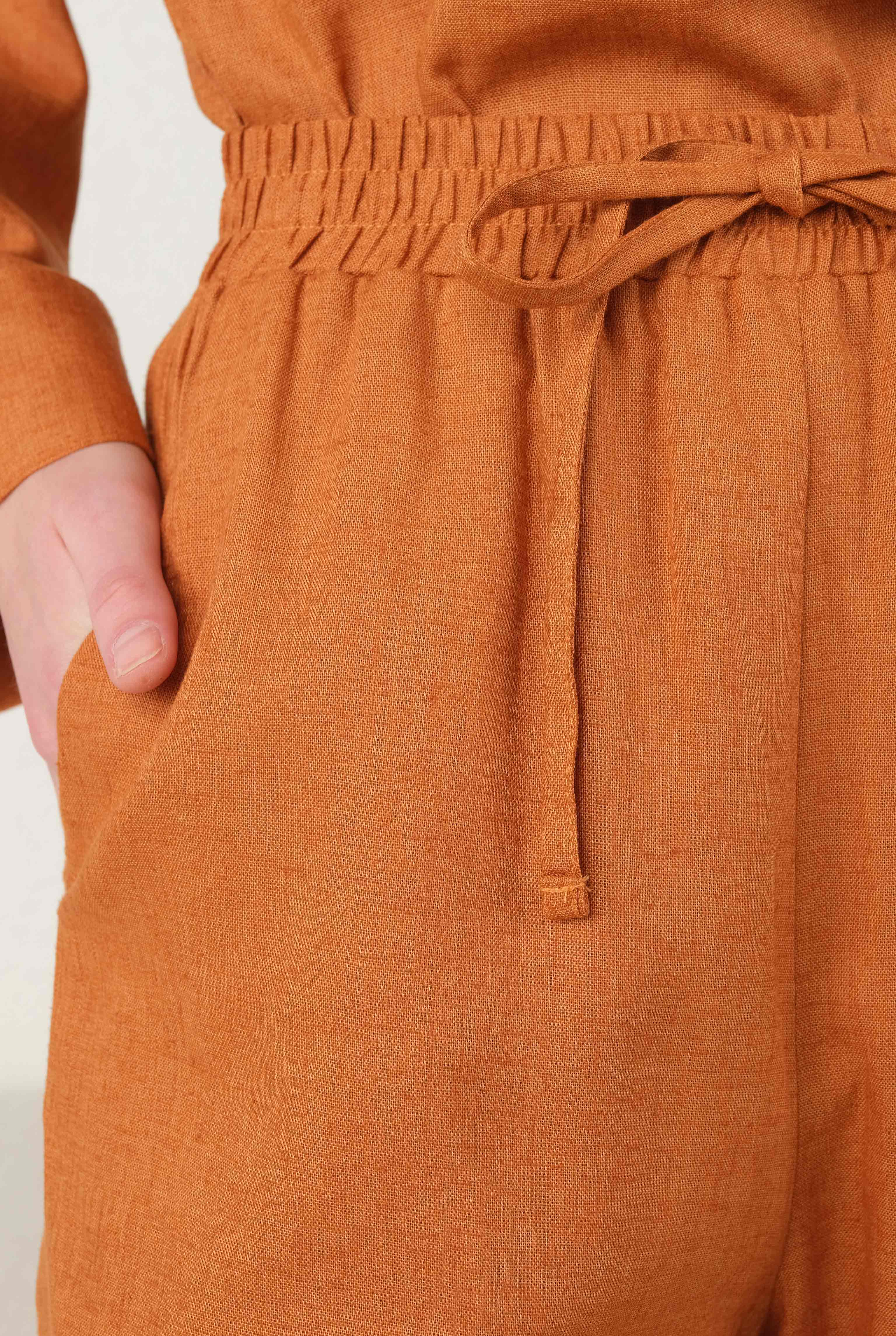 Keten Bol Paça Pantolon Papaya - 2