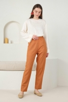 Linen Carrot Fit Trousers Papaya 