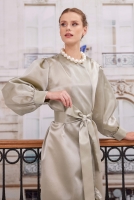 Ruffled Taffeta Dress Almond Green 