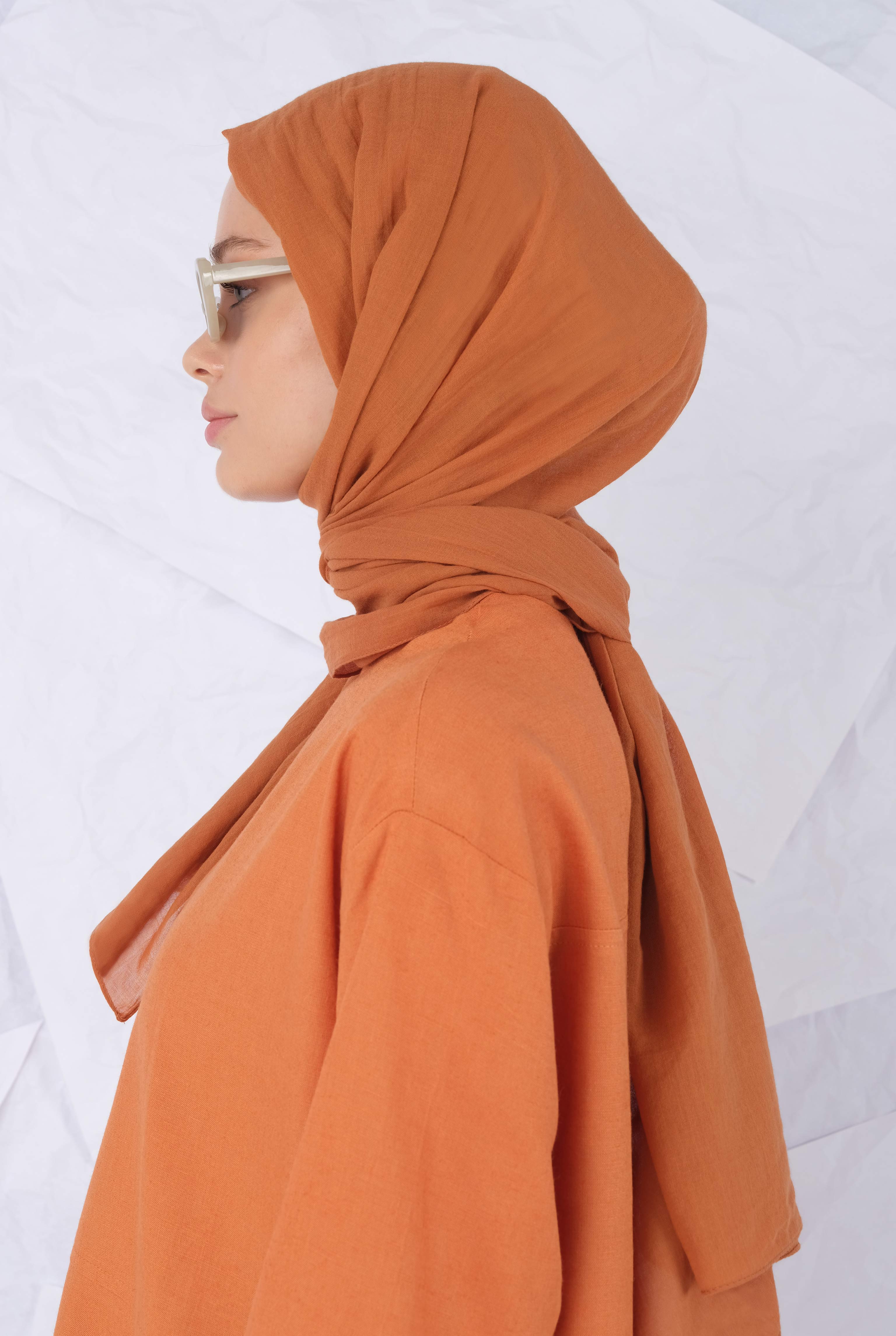 Cotton Shawl Dark Salmon - 2