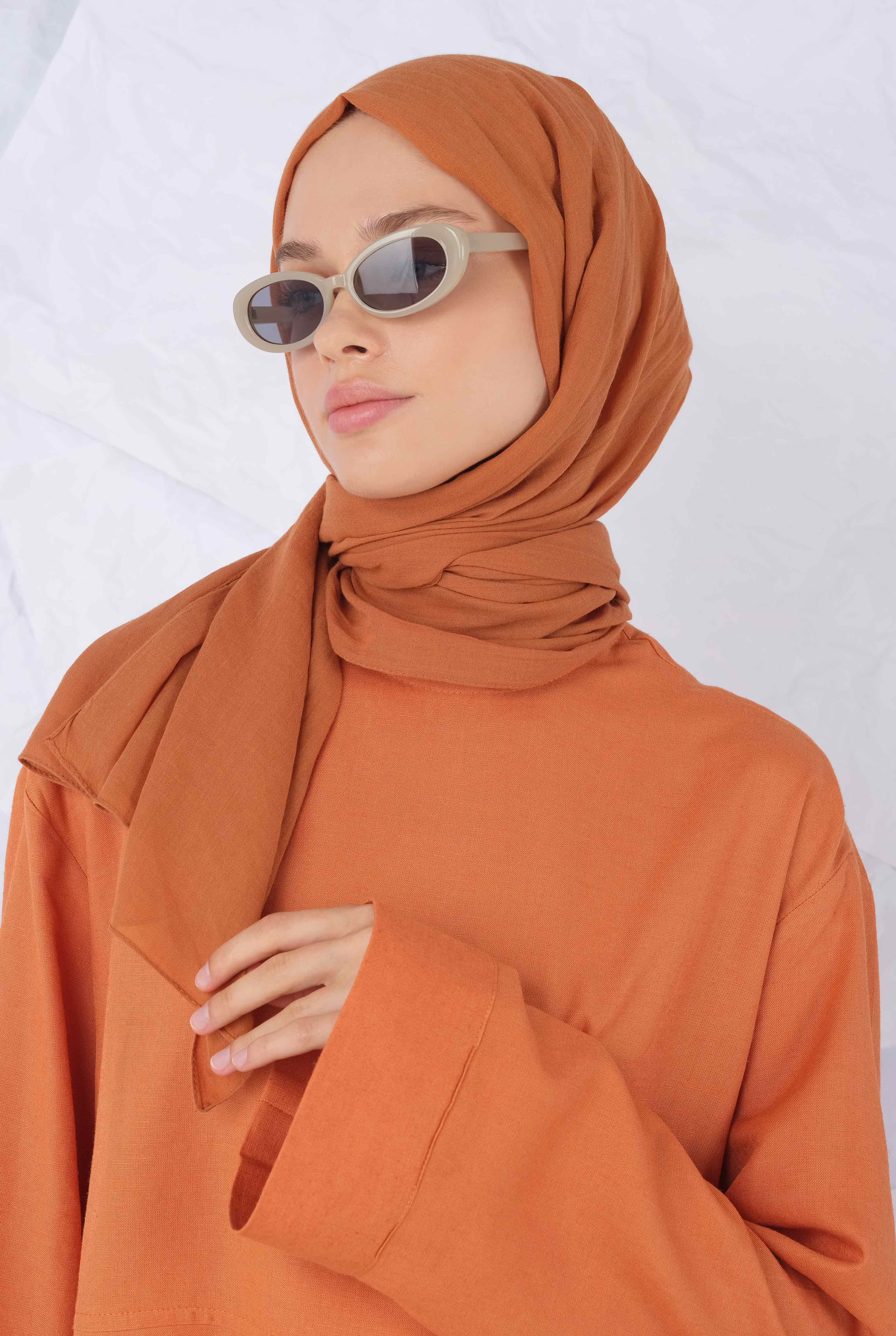 Cotton Shawl Dark Salmon - HE-QA