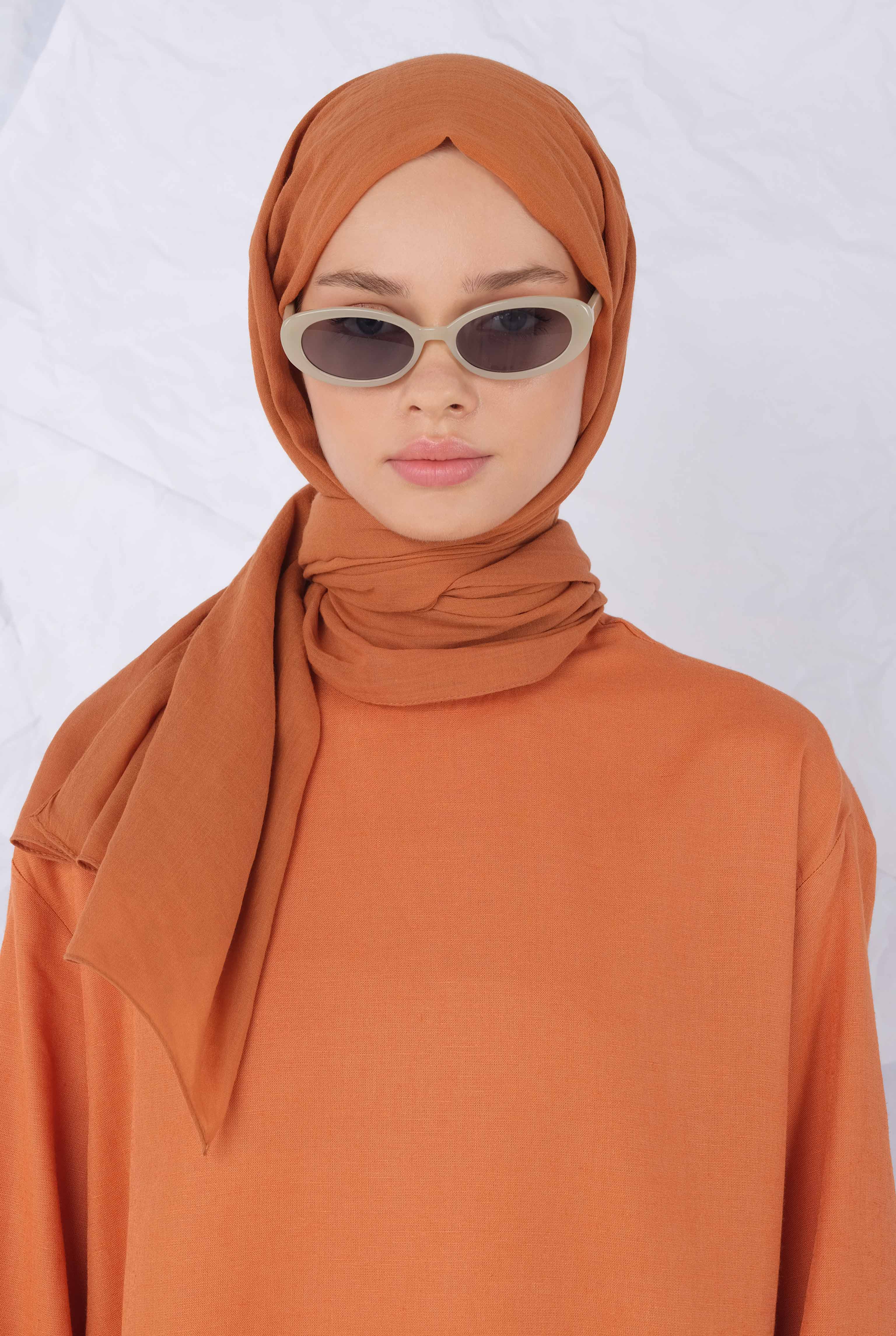 Cotton Shawl Dark Salmon - 3