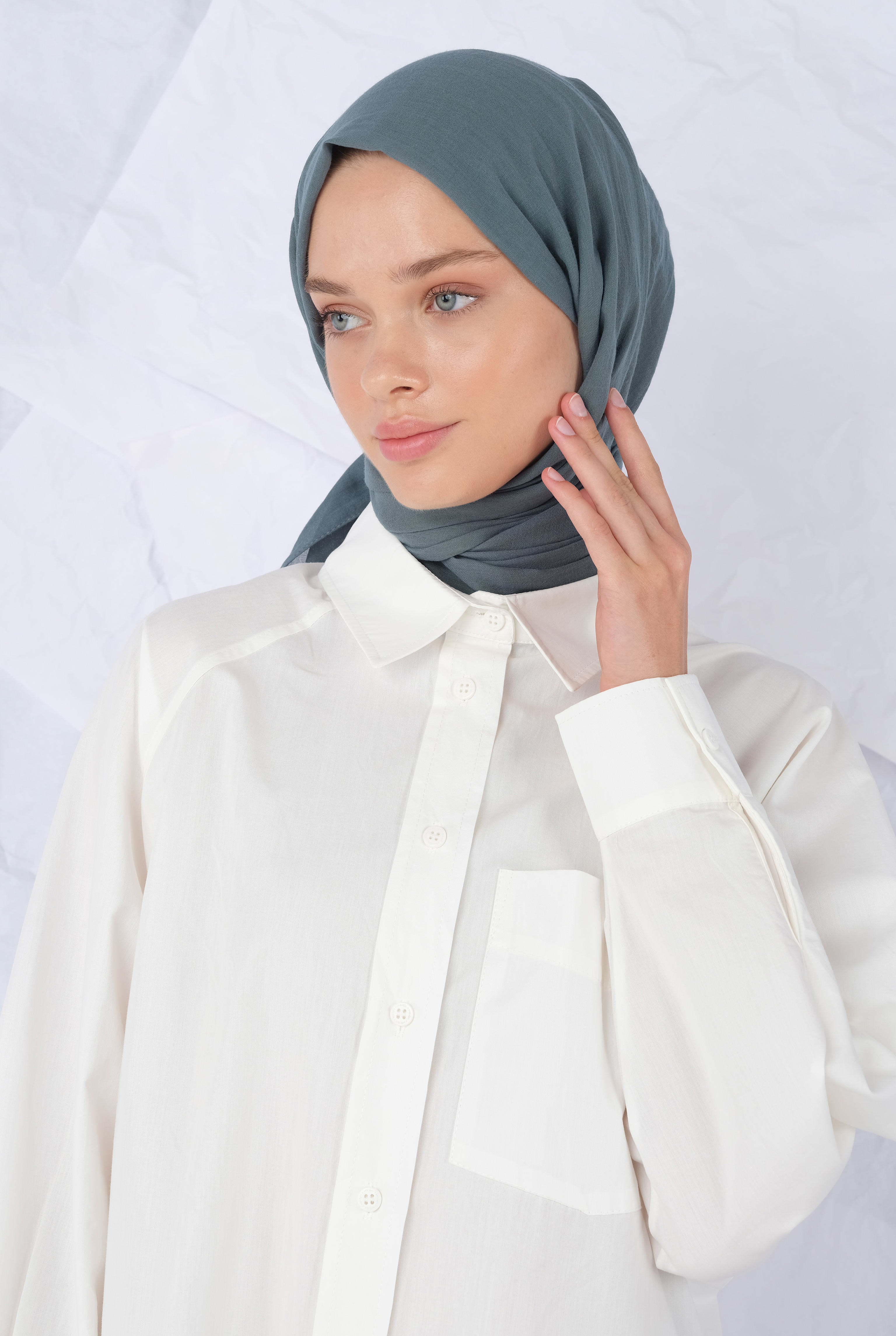 Cotton Shawl Ocean - HE-QA