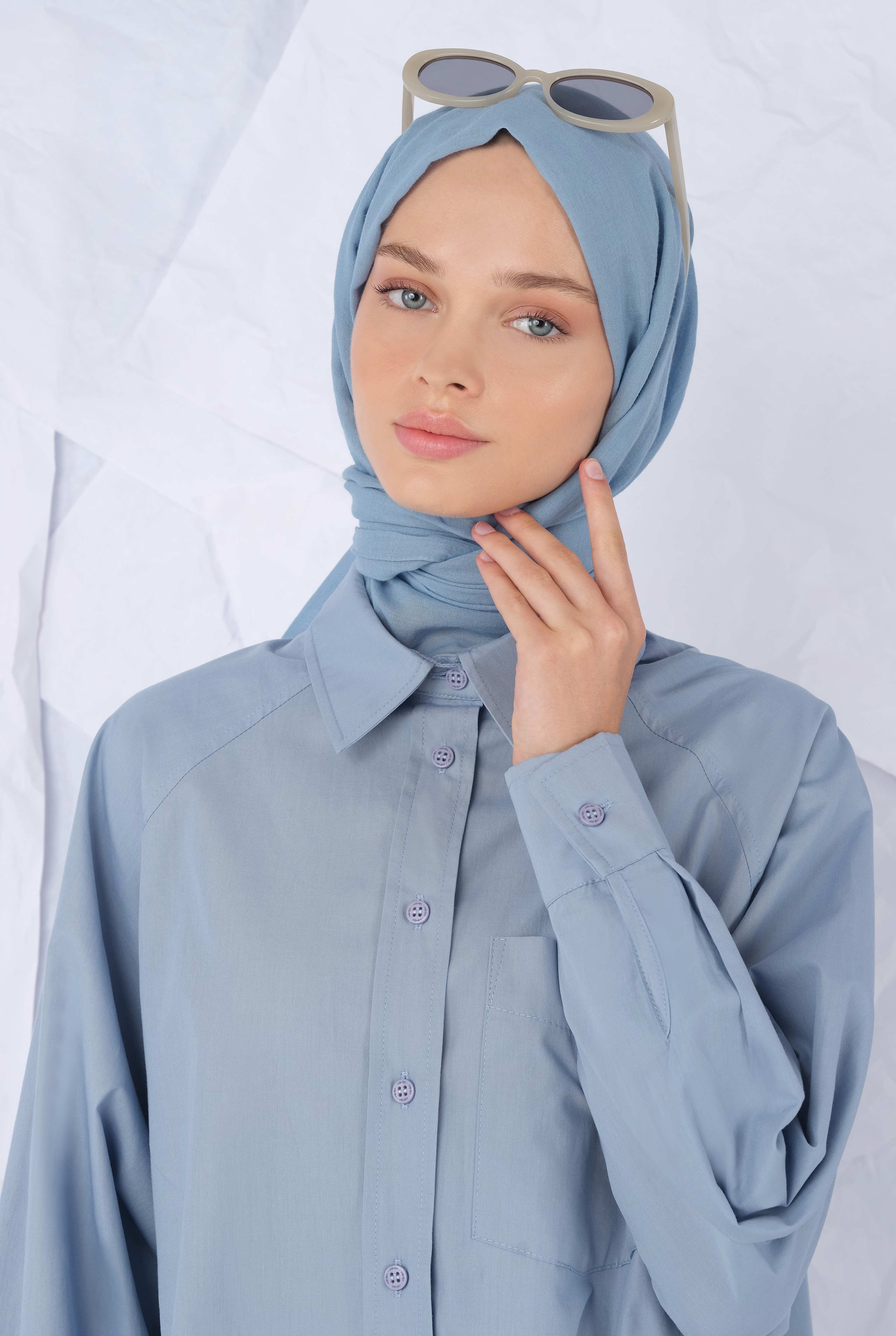Cotton Shawl Pastel Blue - 1