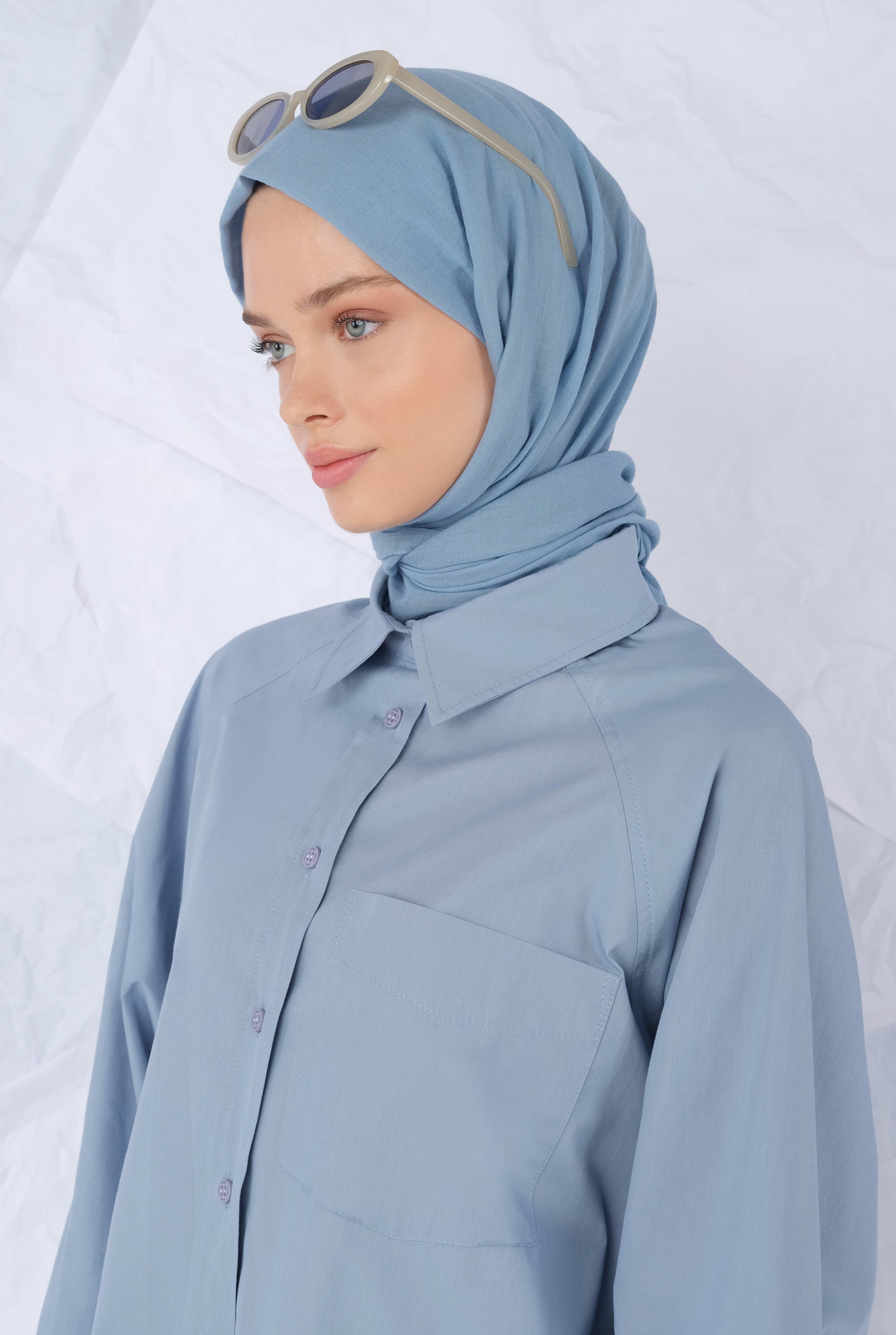 Cotton Shawl Pastel Blue - 2