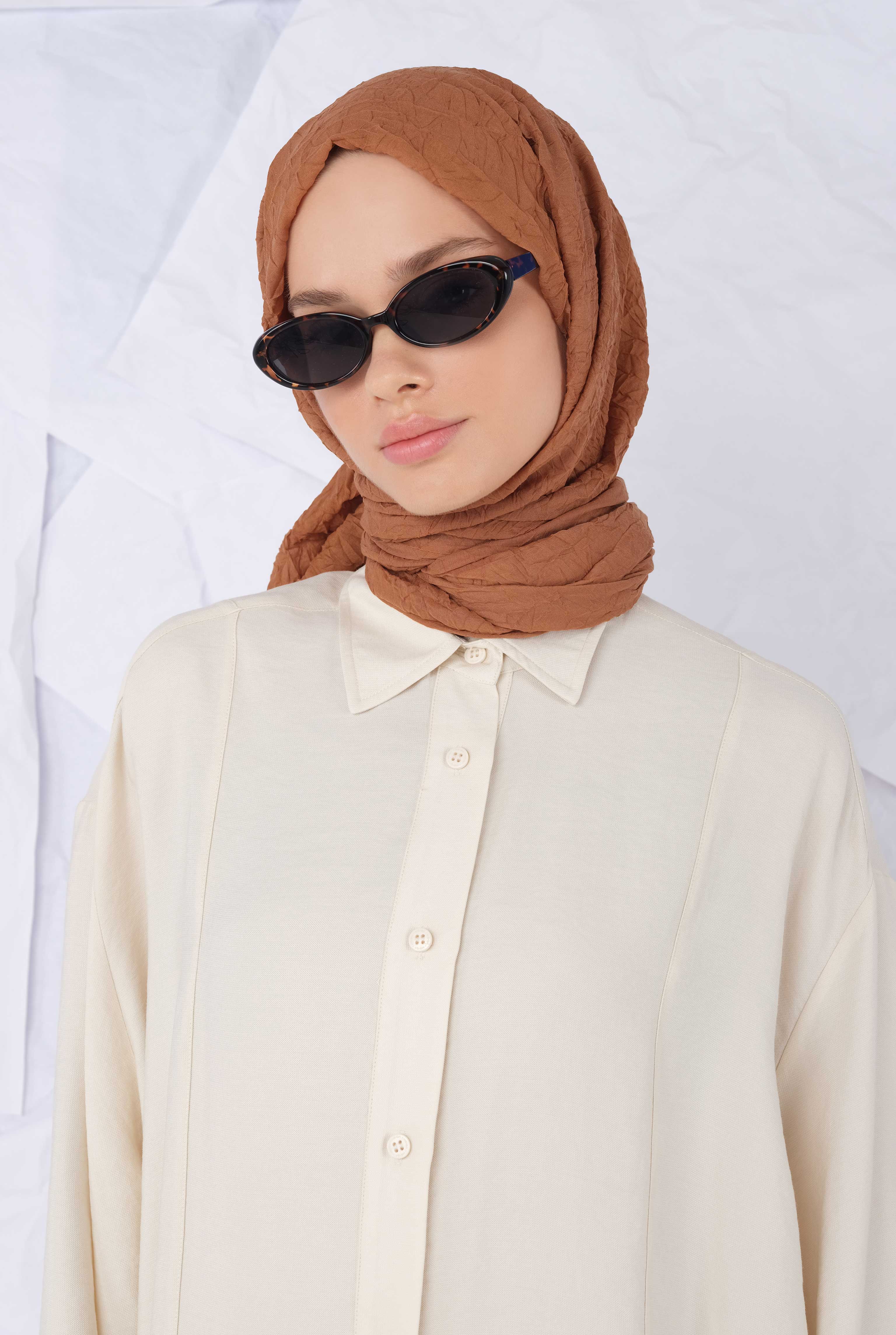 Wrinkled Shawl Caramel - HE-QA