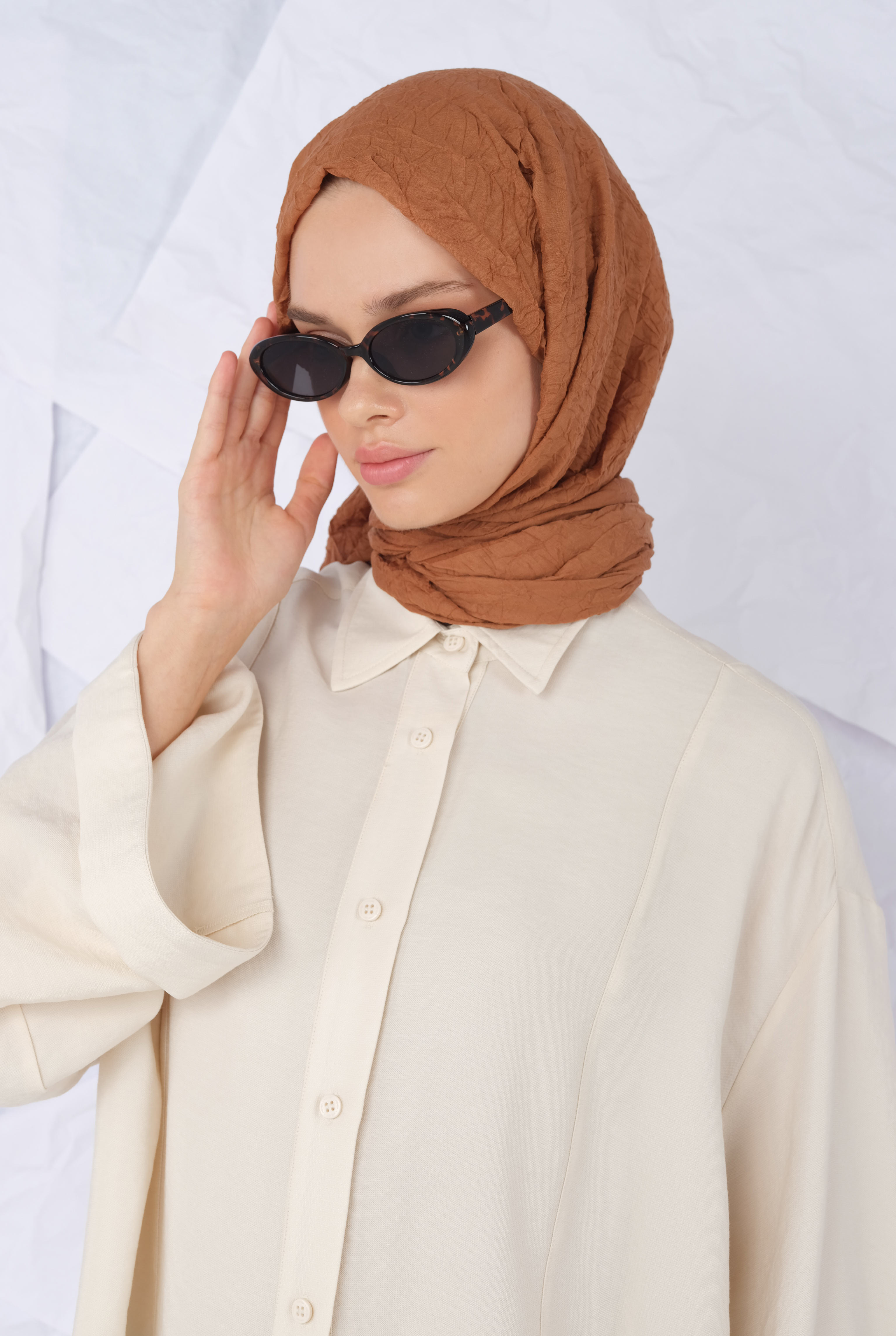 Wrinkled Shawl Caramel - 3