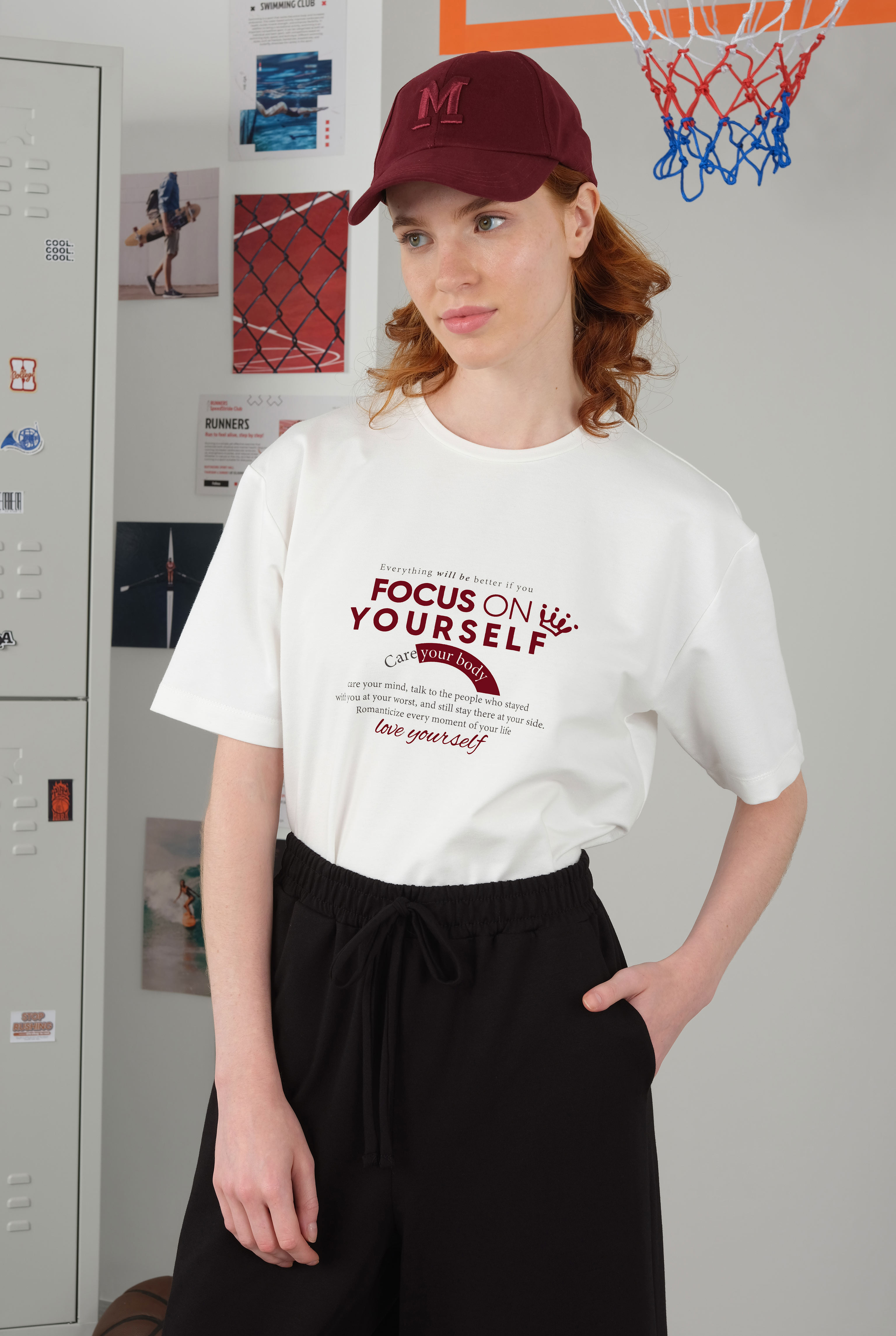 Focus On T-Shirt White Down-Pink - 1