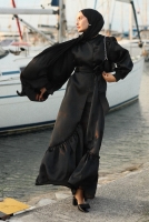 Ruffled Taffeta Dress Black 