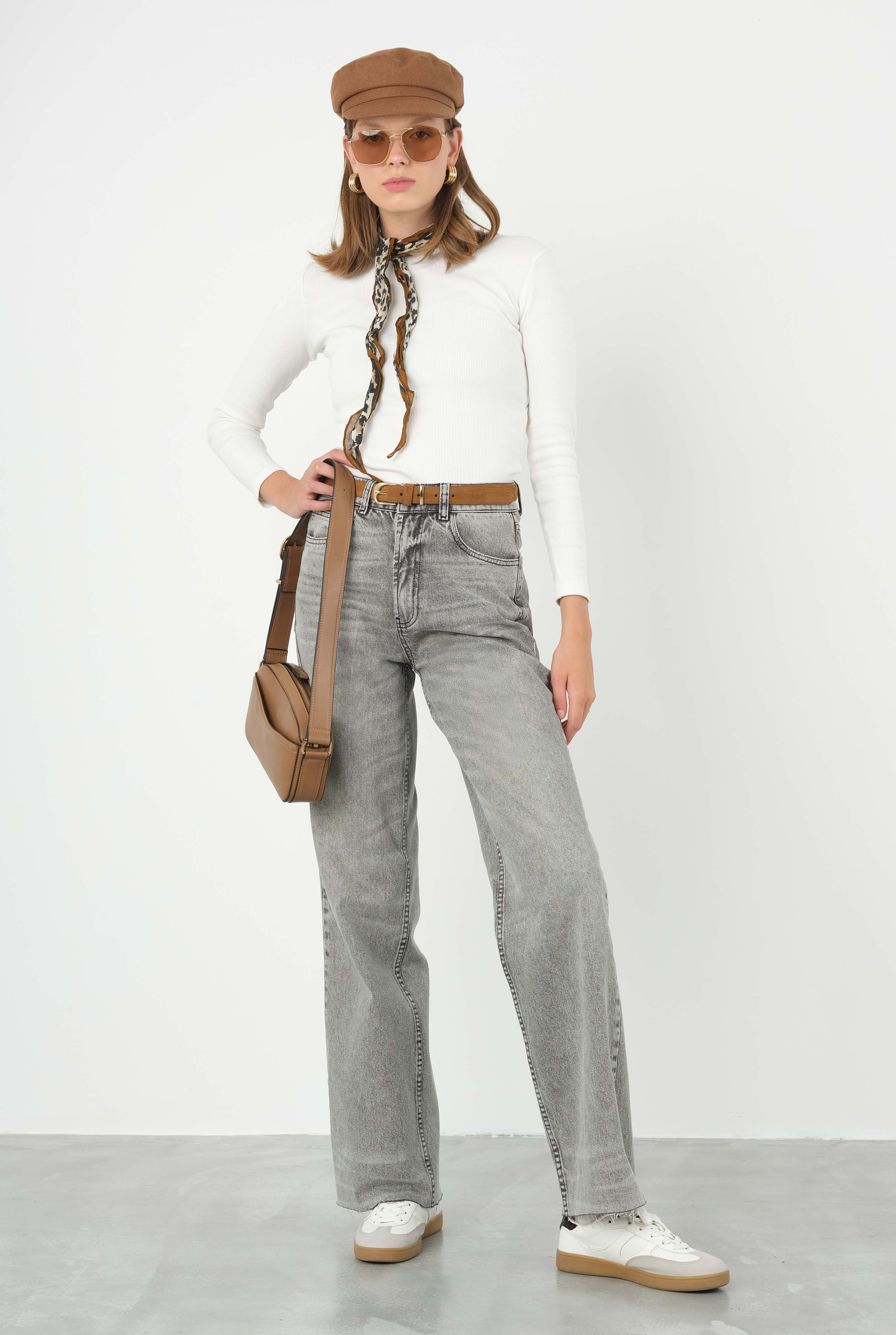 Wide Leg Jean Gray - 2