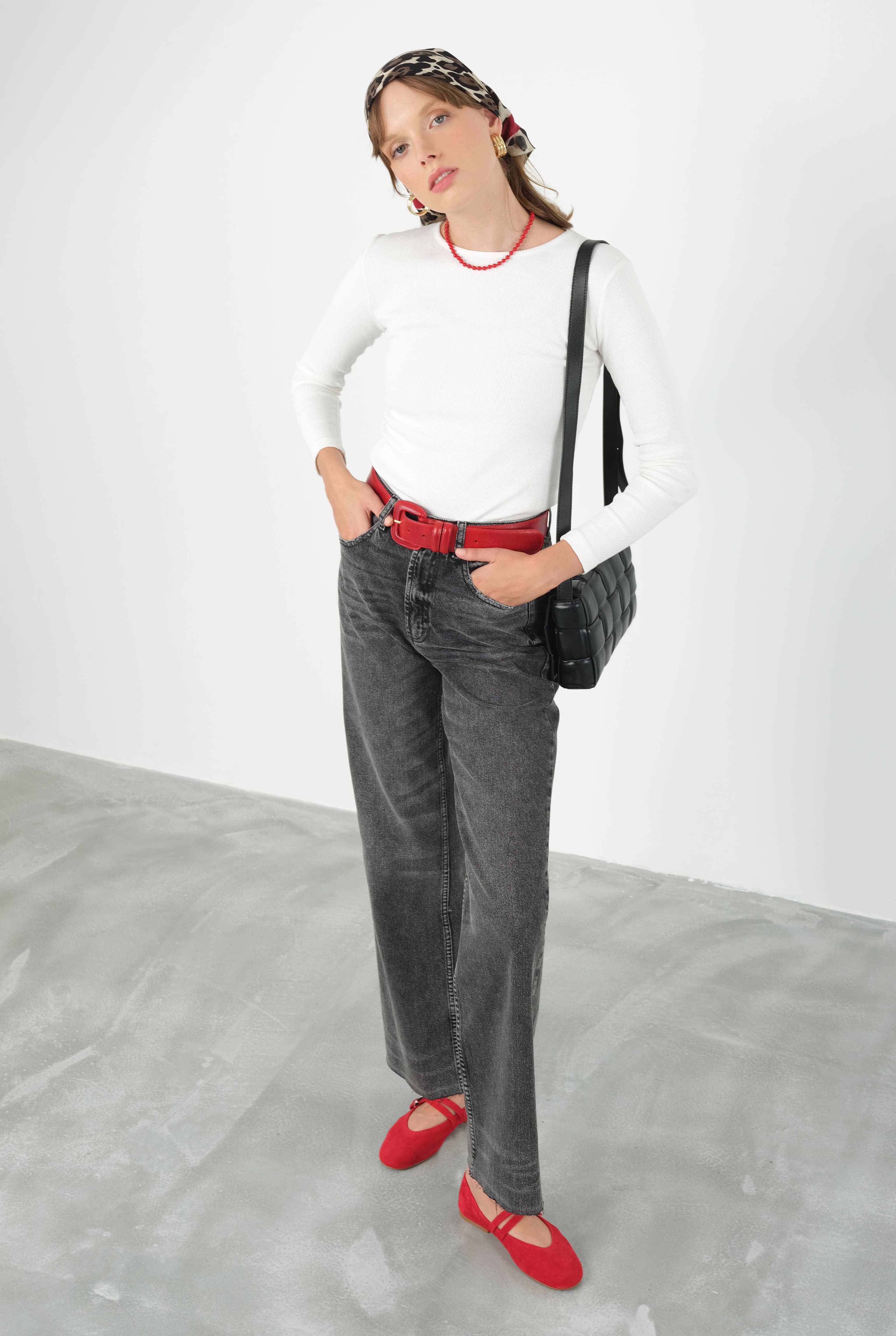 Wide Leg Jean Anthracite - HE-QA