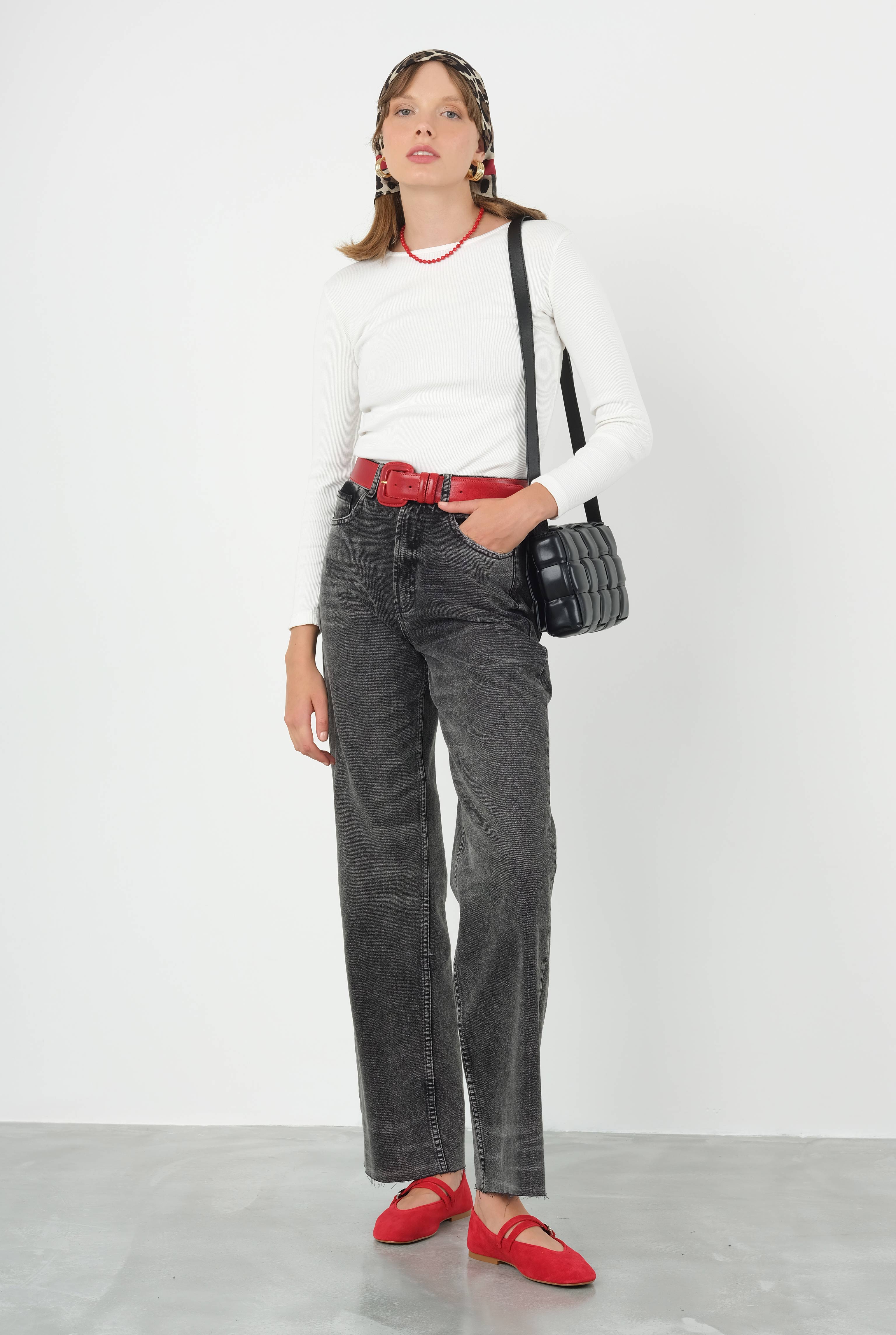 Wide Leg Jean Anthracite - 2