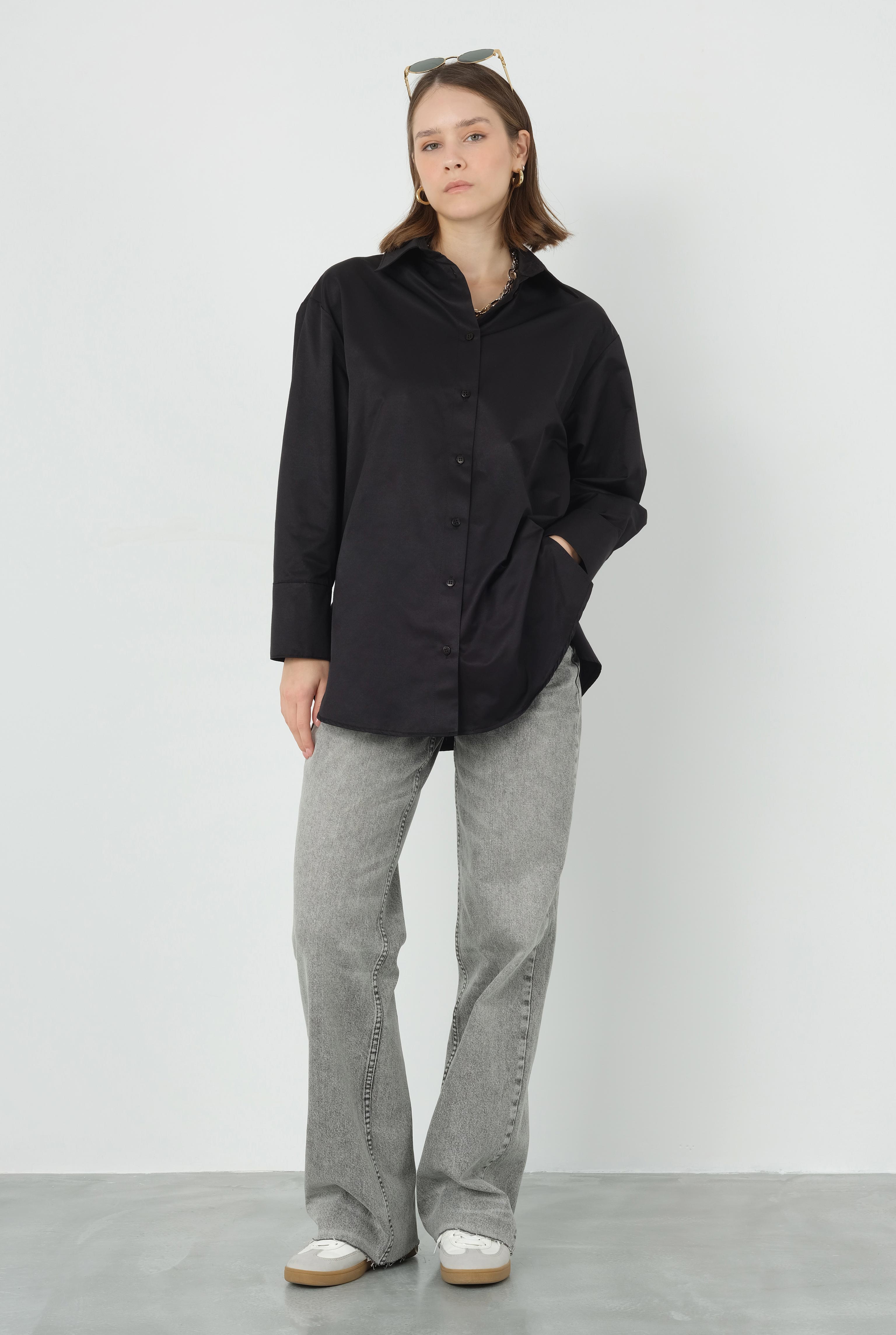 Poplin Shirt Short Black - 5