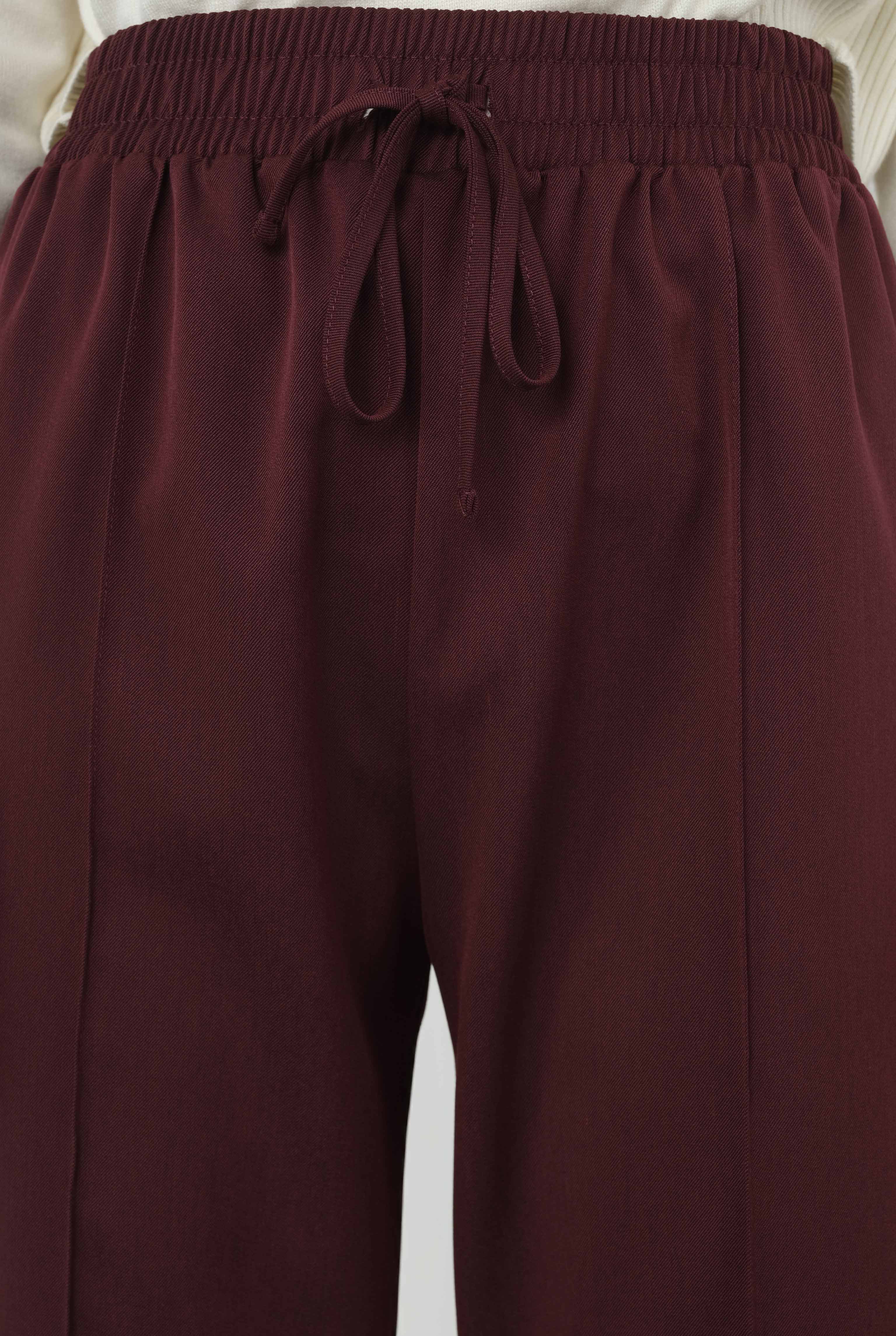 Stitch Detailed Trousers Bordeaux - 4
