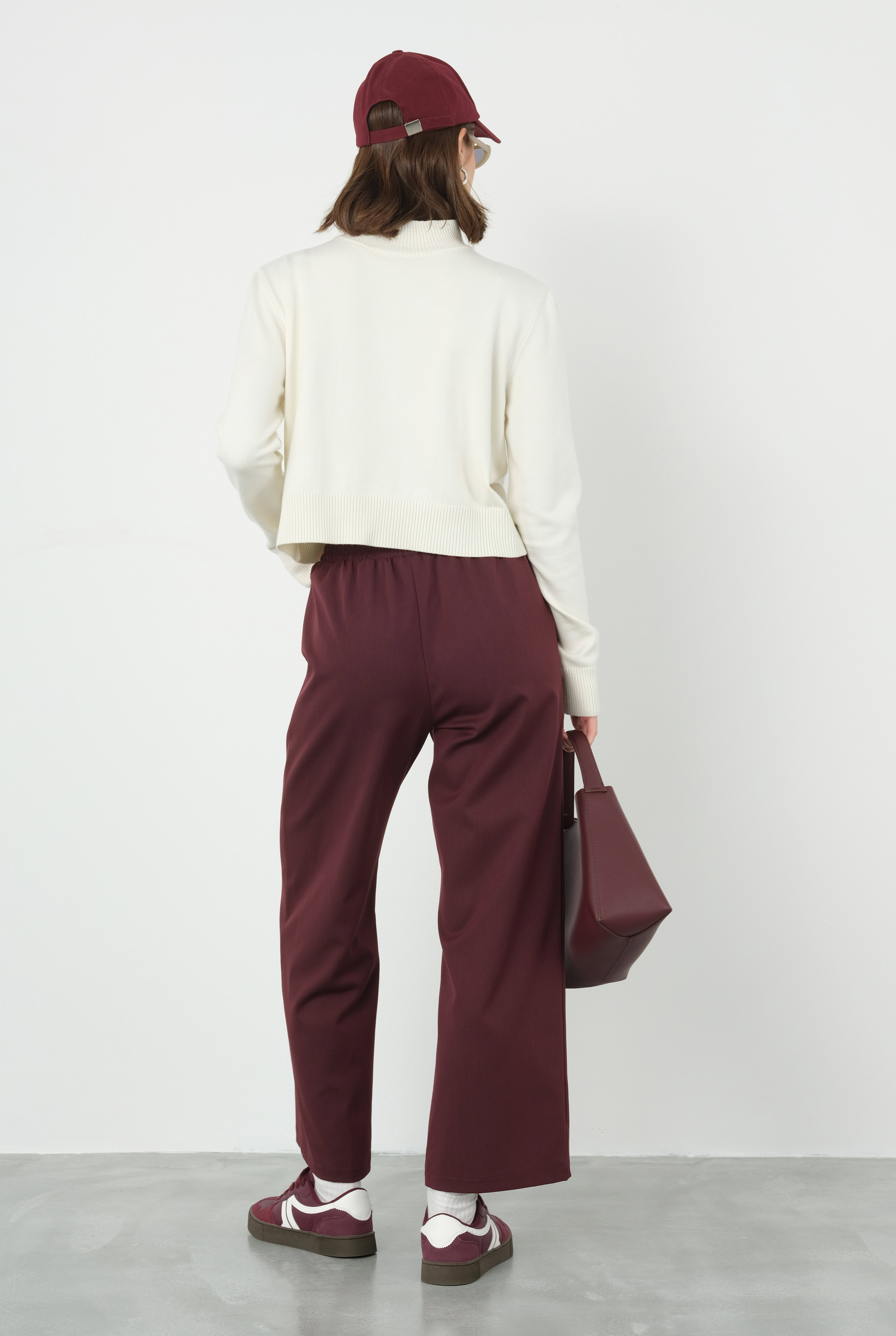 Stitch Detailed Trousers Bordeaux - 5