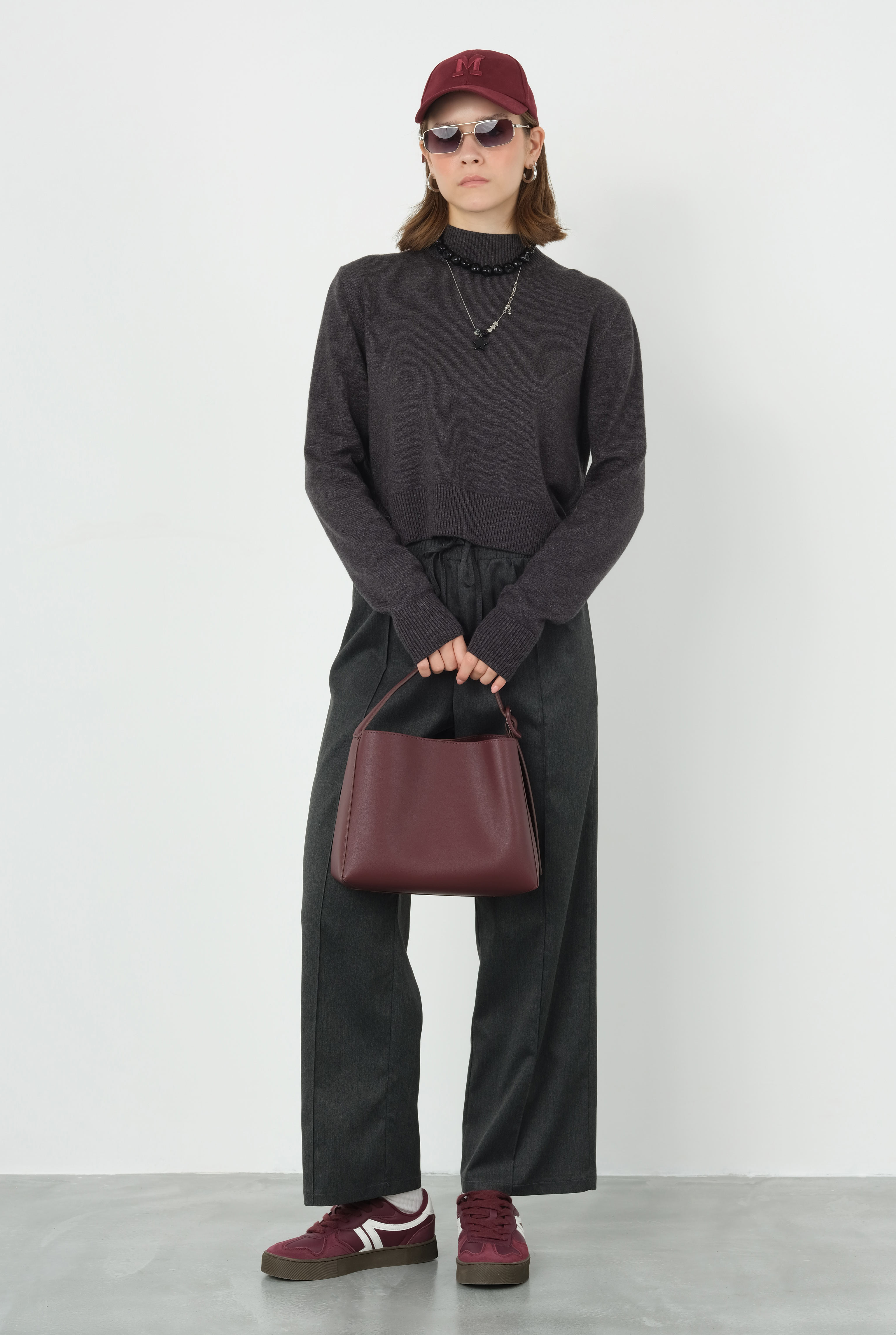 Stitch Detailed Trousers Anthracite - 2