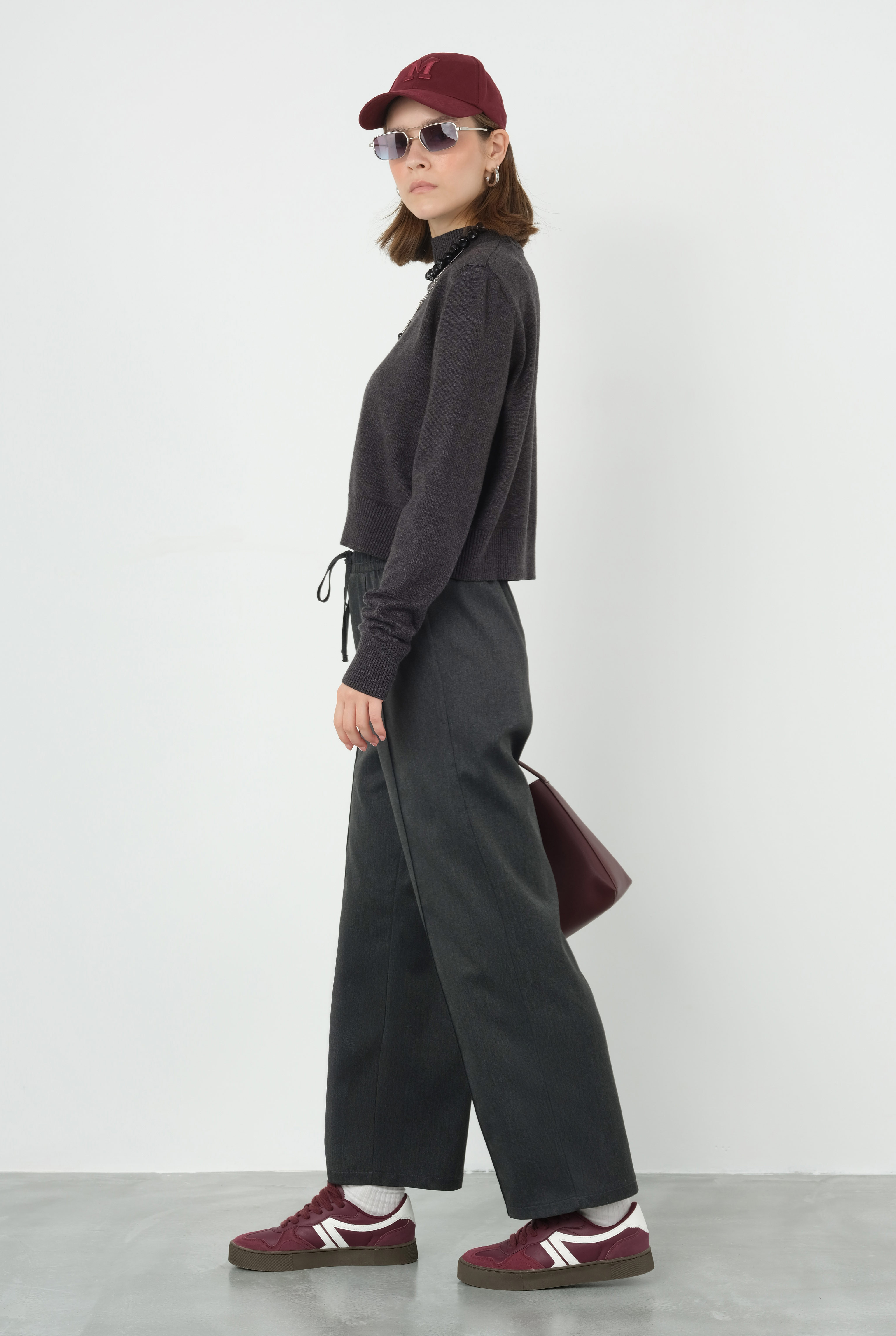 Stitch Detailed Trousers Anthracite - 5