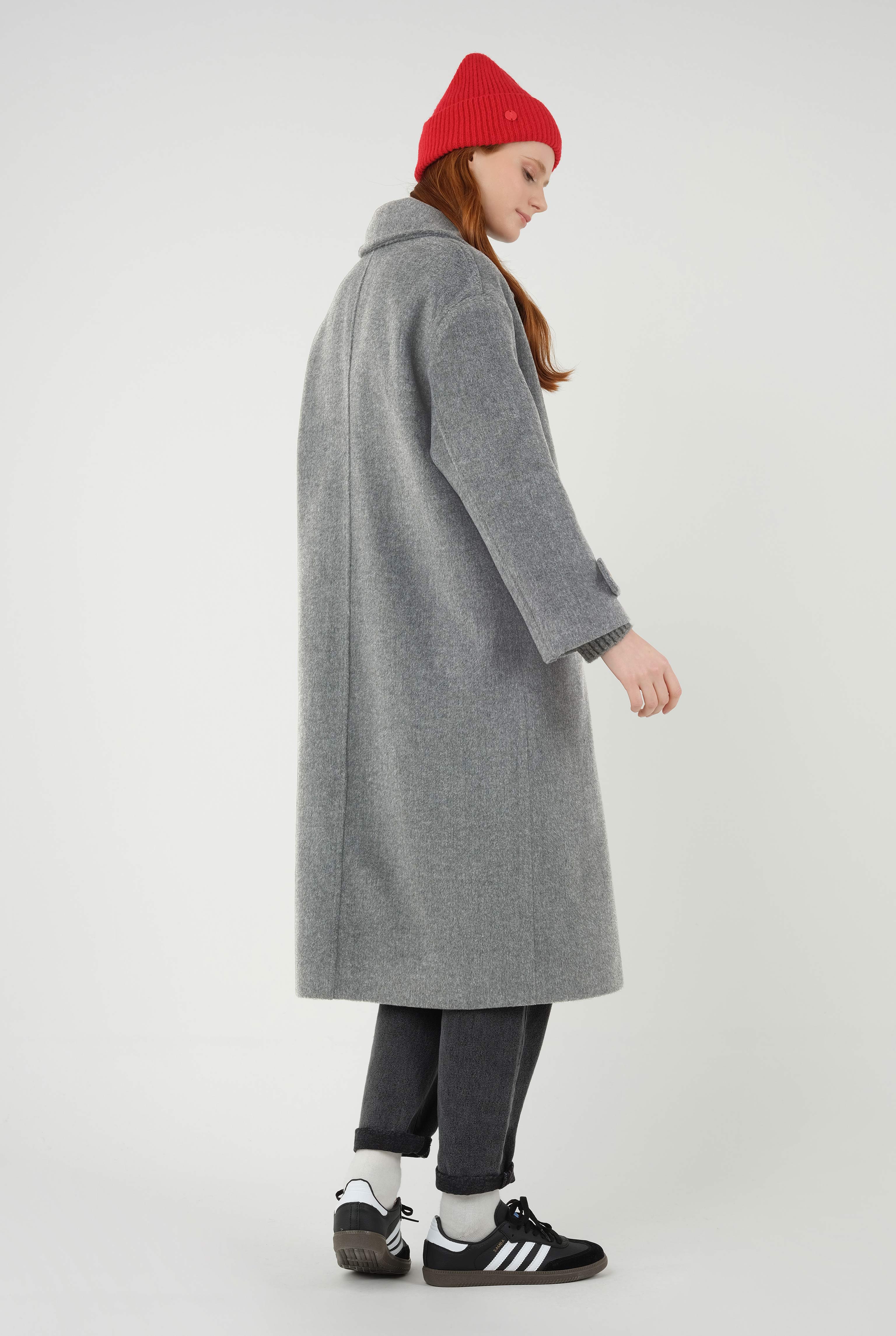 Epaulet Sleeved Coat Grey Marl - 7