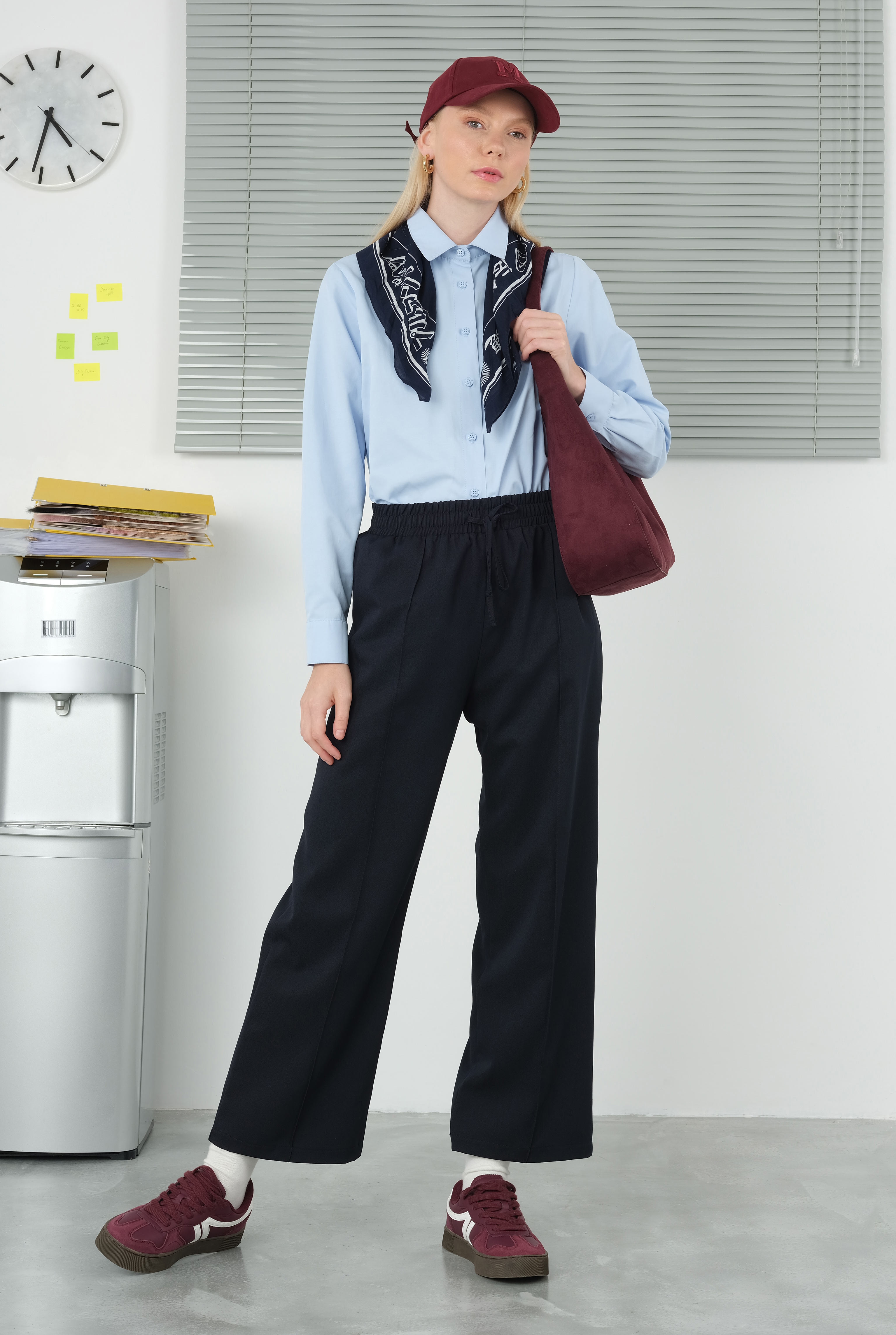 Stitch Detailed Trousers Dark Navy Blue - 3