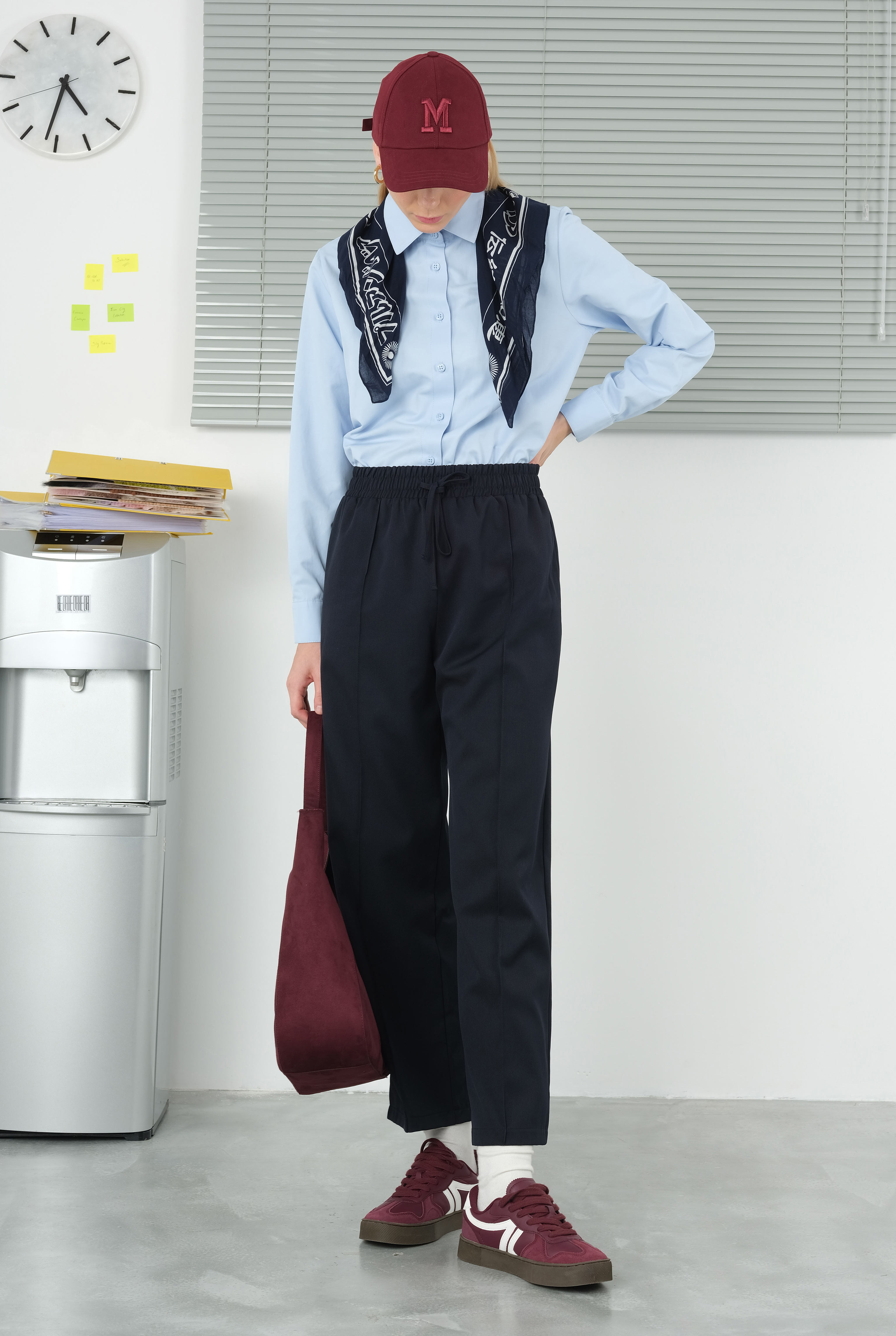 Stitch Detailed Trousers Dark Navy Blue - HE-QA