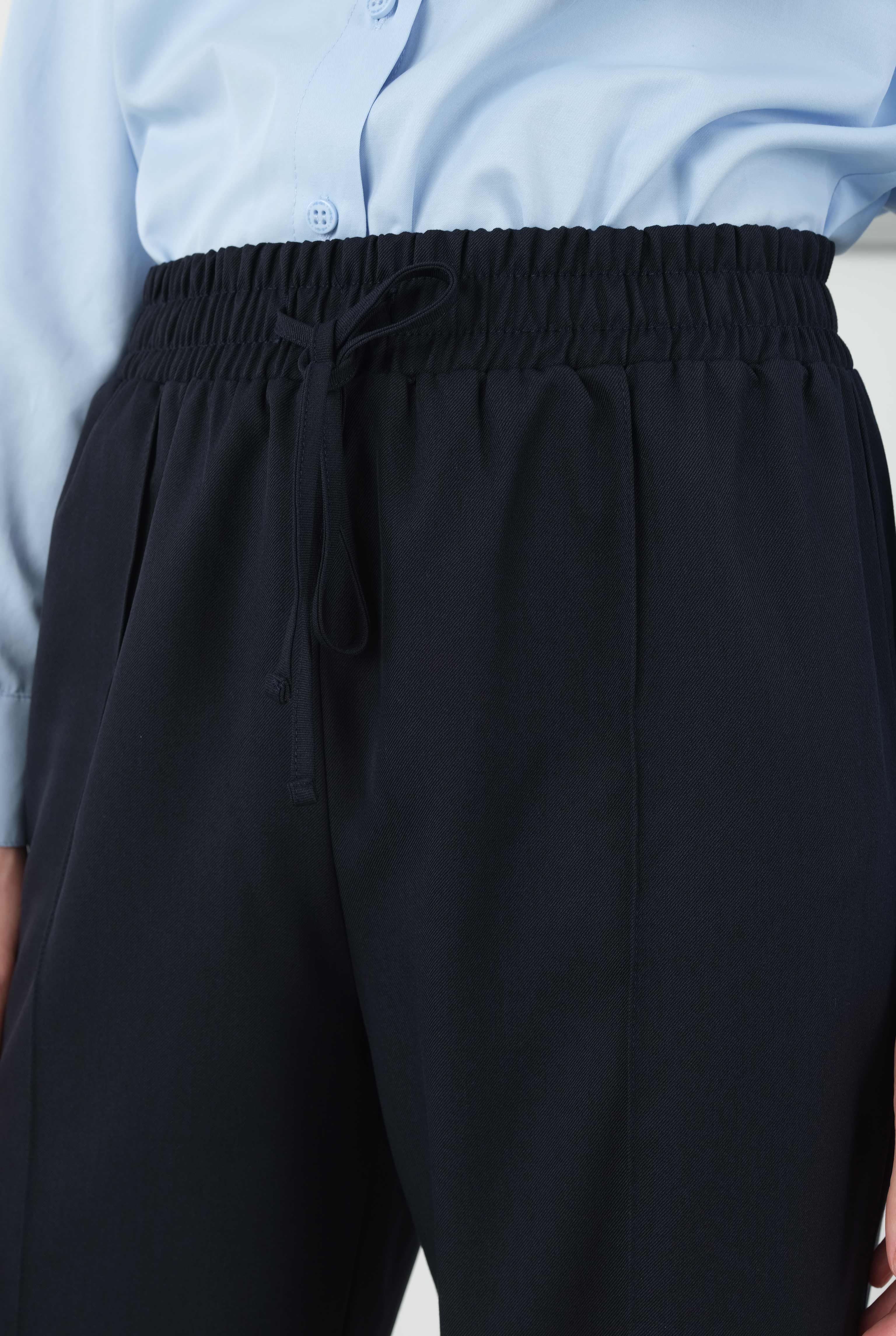Stitch Detailed Trousers Dark Navy Blue - 5