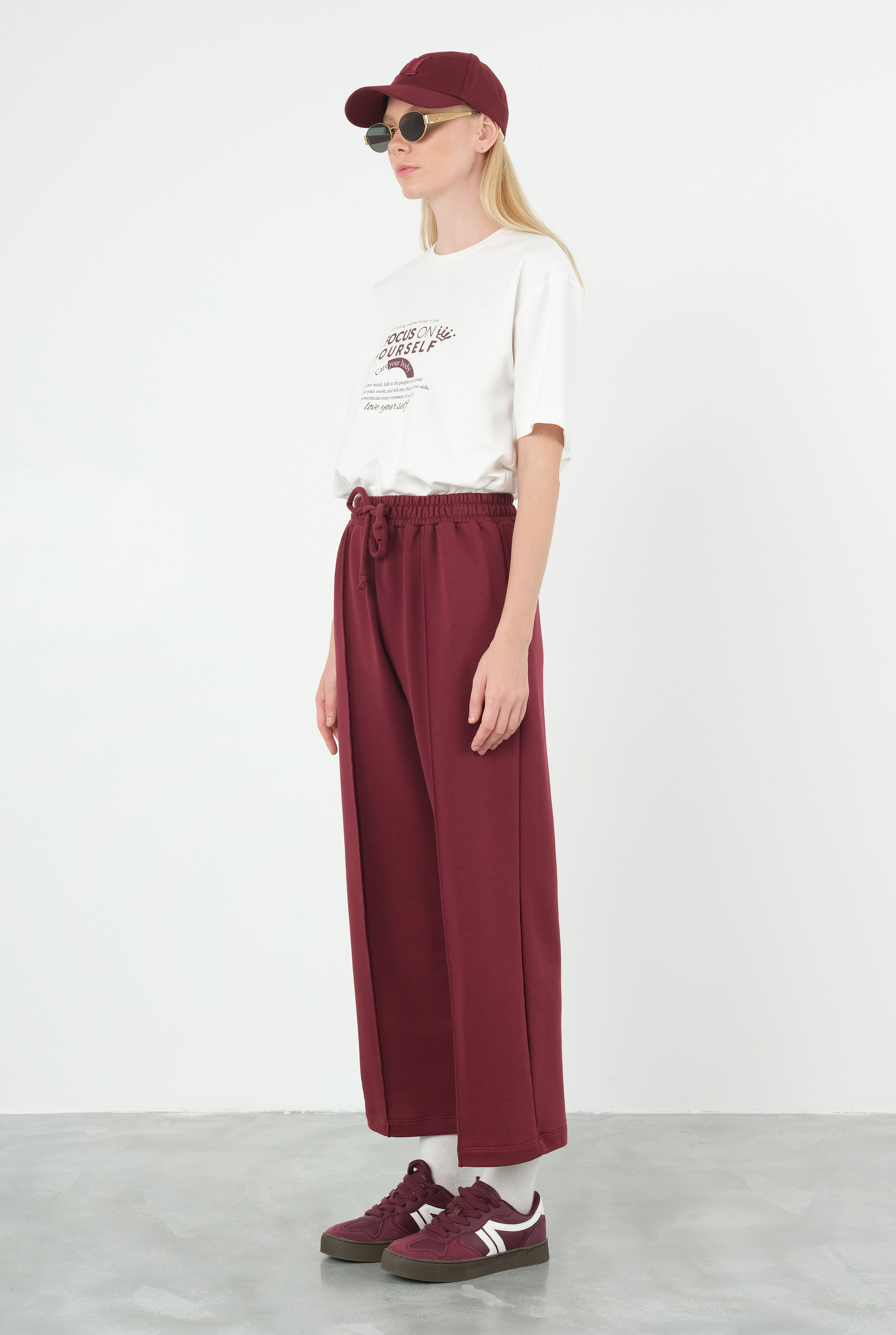 Pintuck Sweatpants Bordeaux - 2