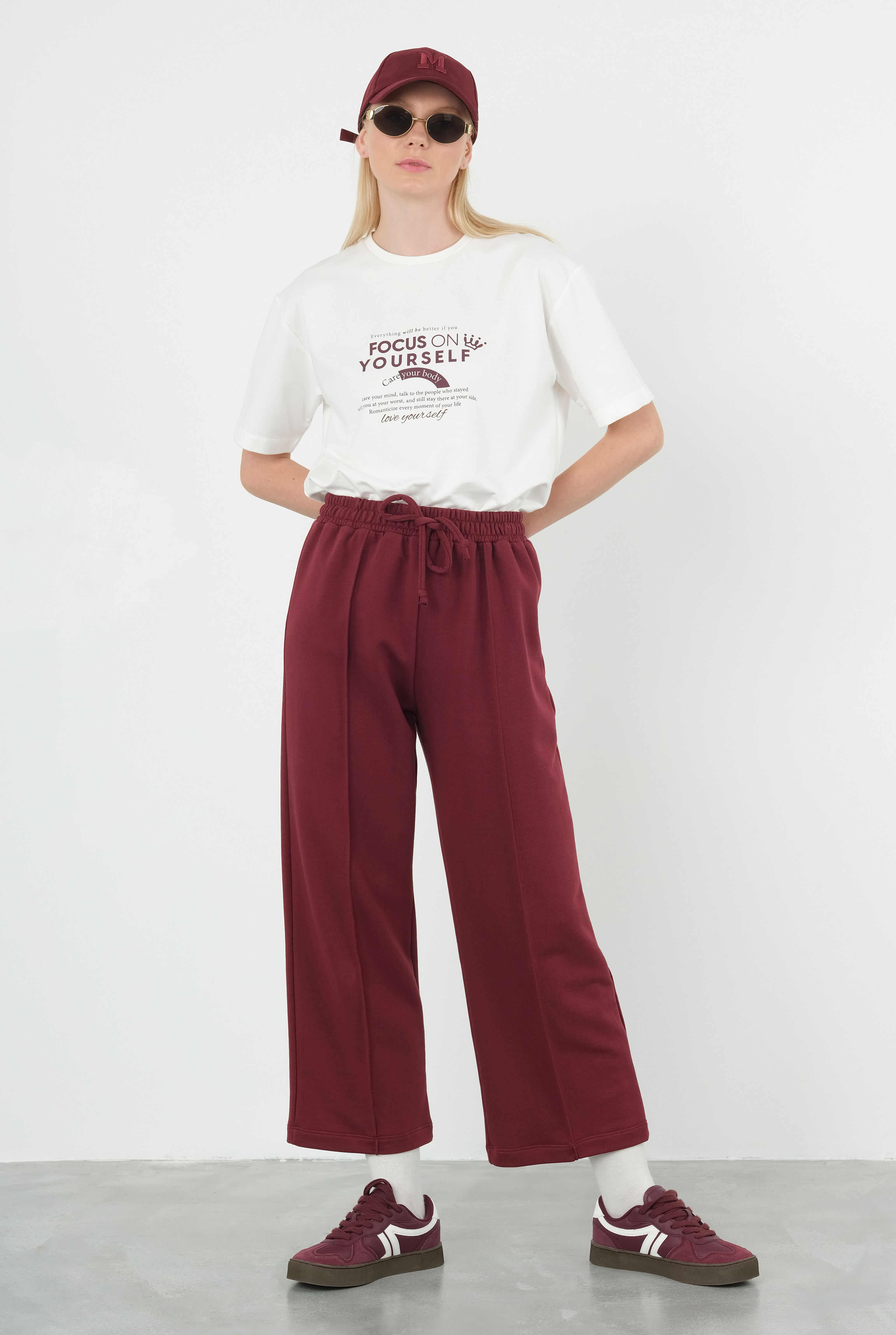 Pintuck Sweatpants Bordeaux - 4