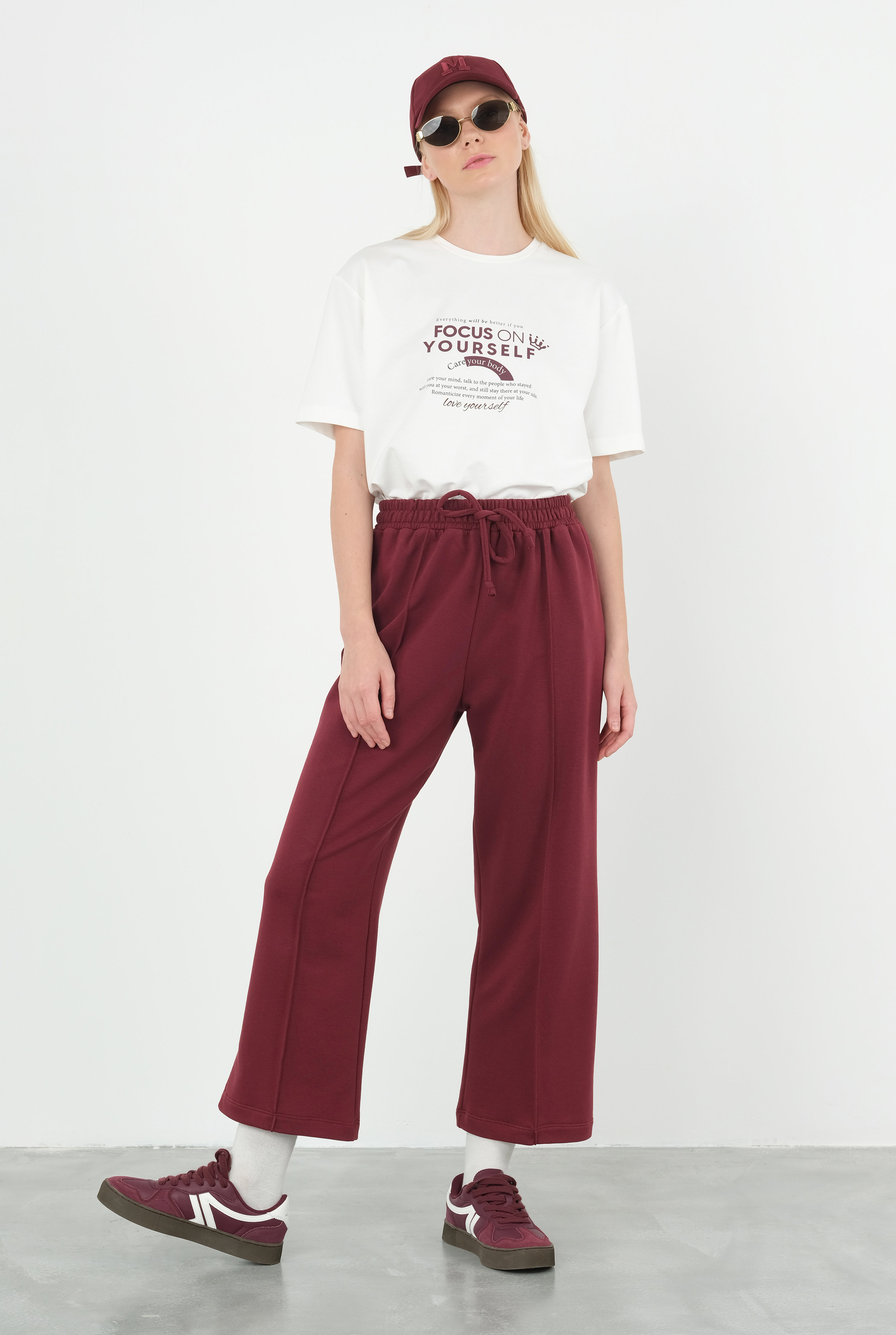 Pintuck Sweatpants Bordeaux - 5