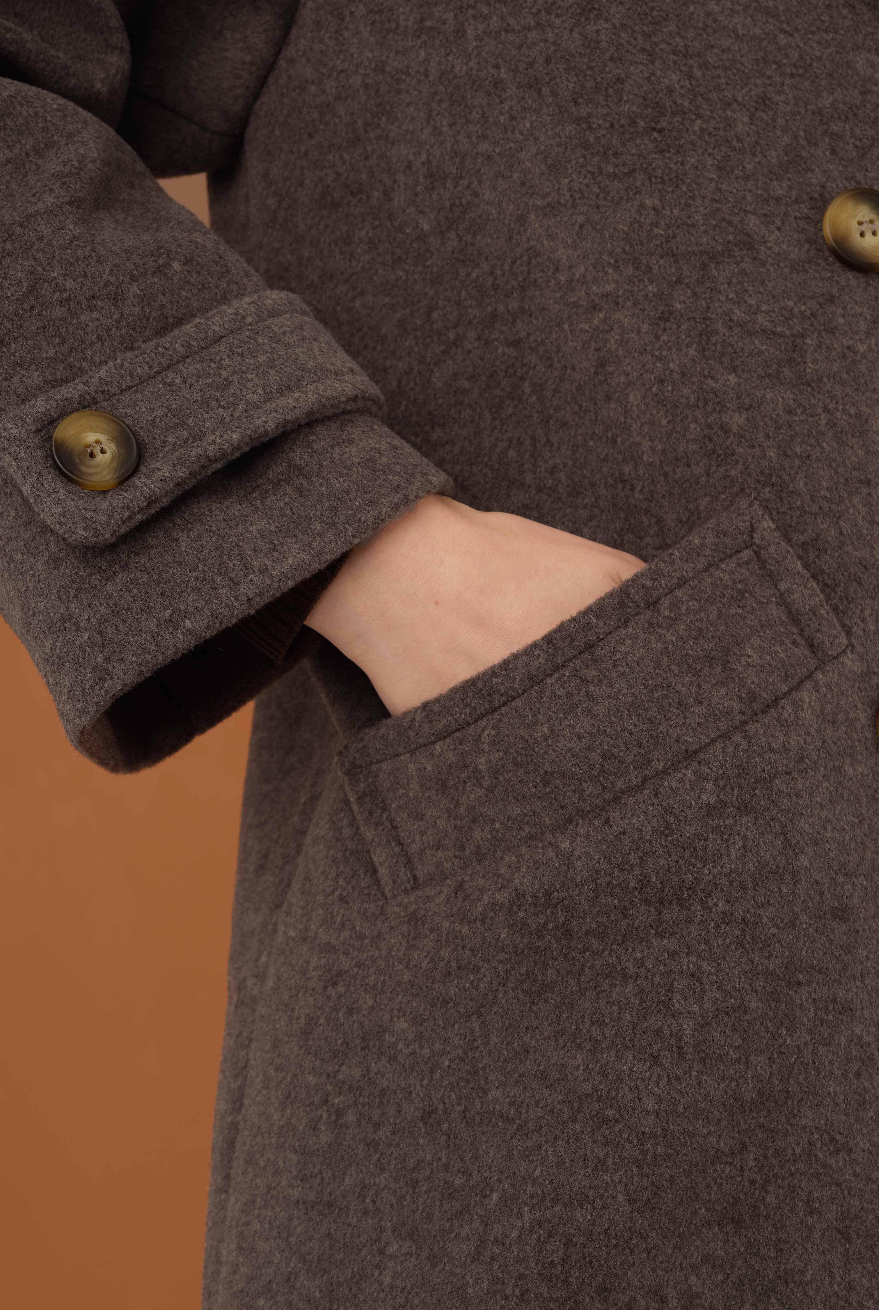 Epaulet Sleeved Coat Brown - 8