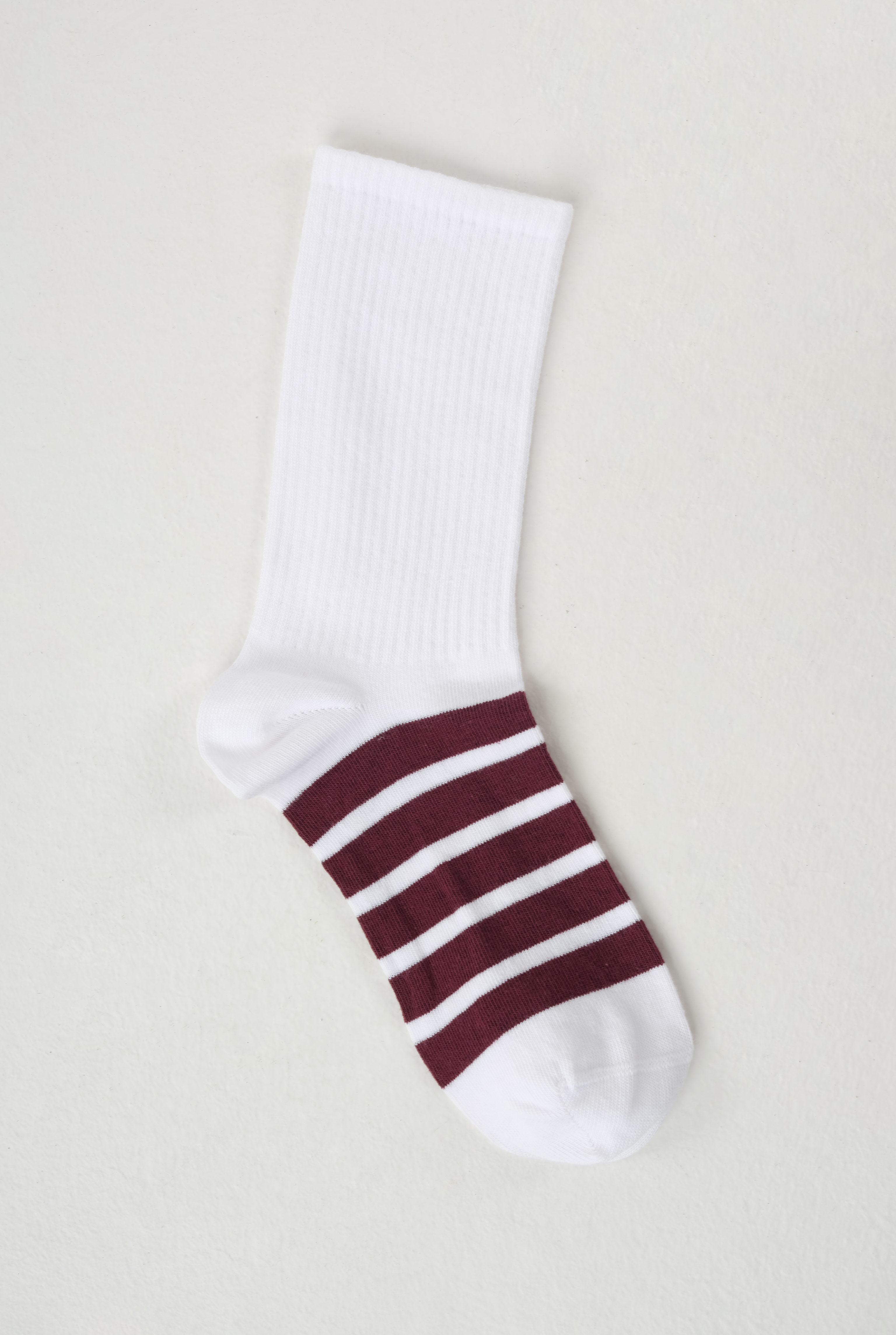 Five Stripes Ankle Sock White-Bordeaux - 2