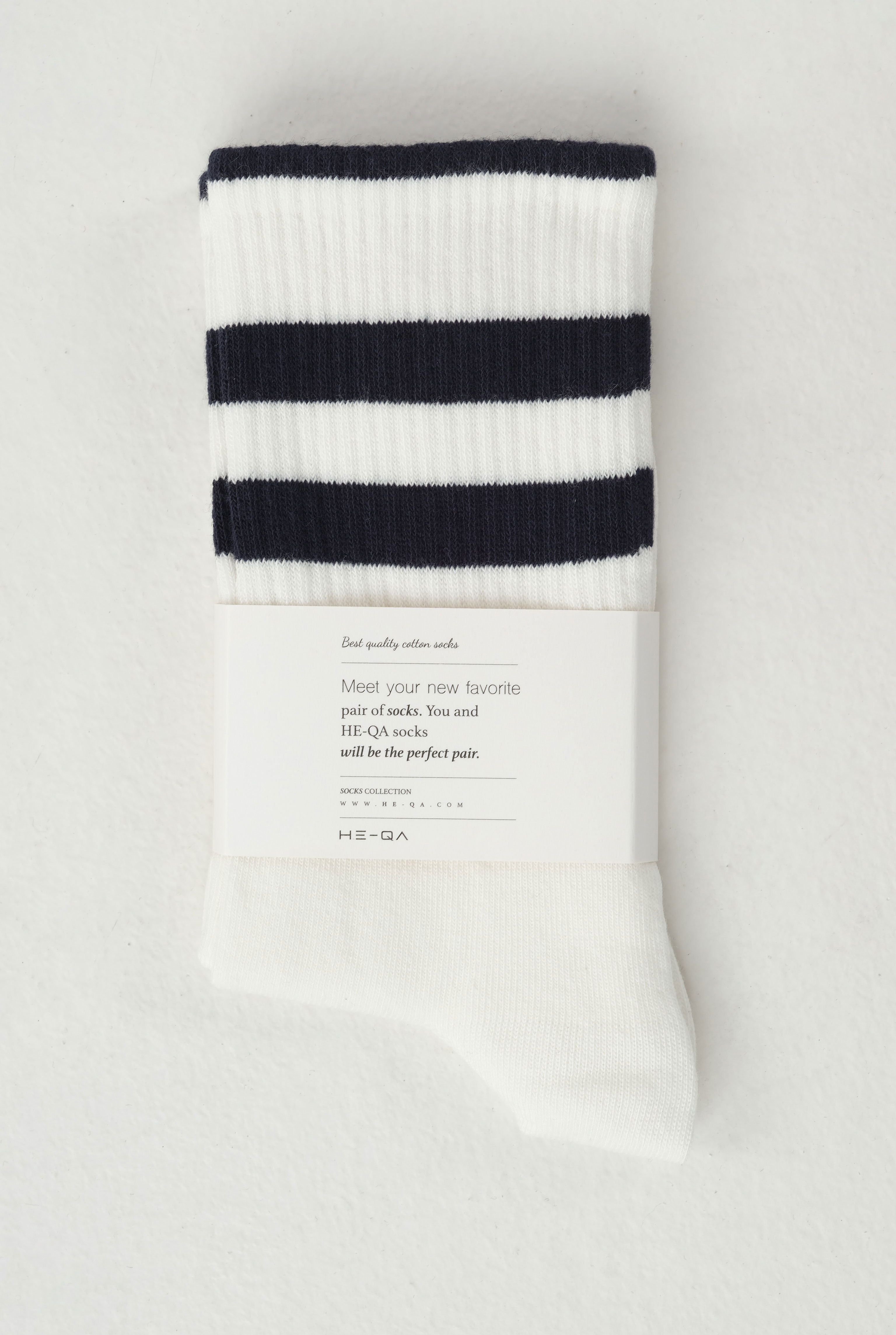 Elastic Brouded Ankle Sock White-Navy Blue - 2