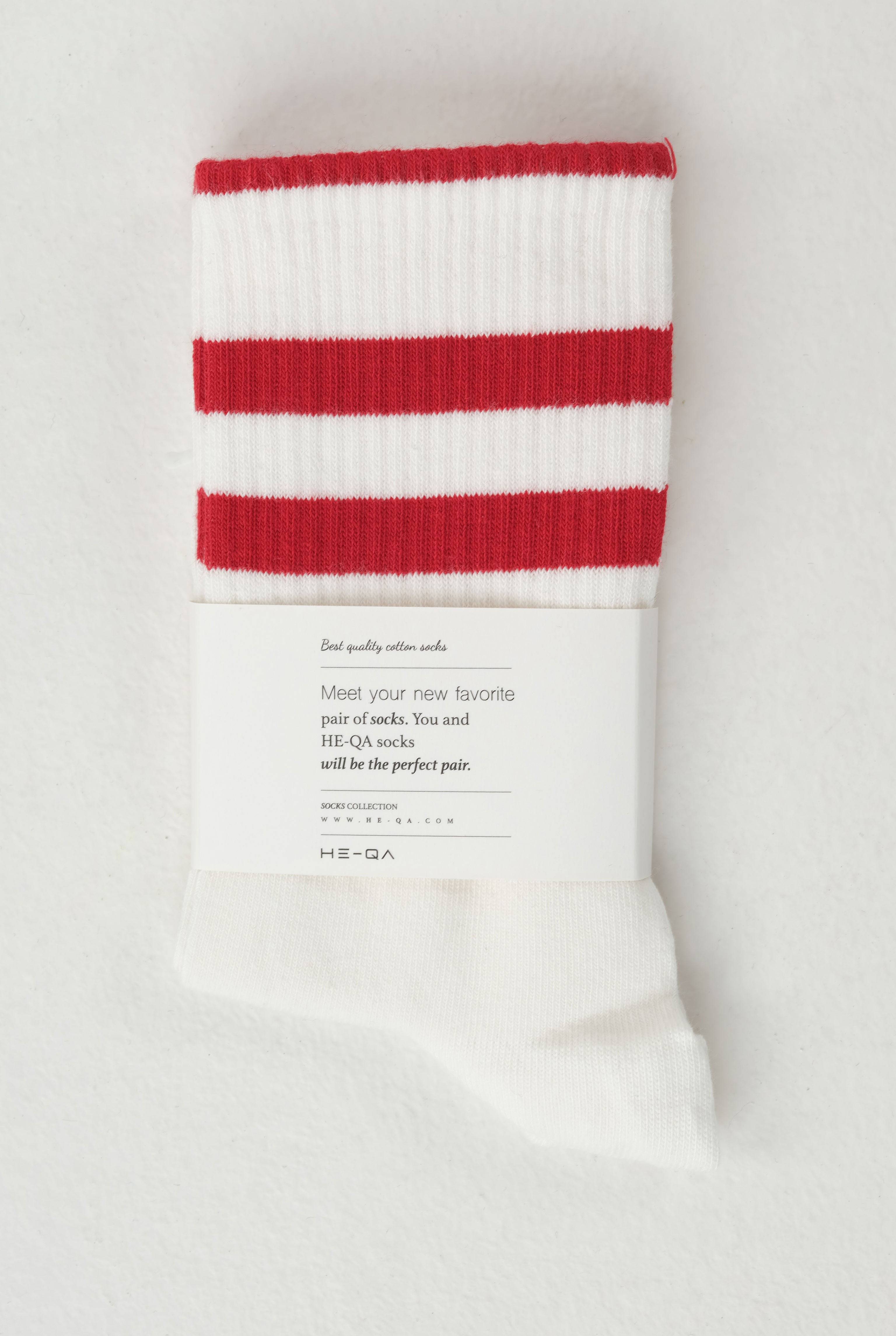 Elastic Brouded Ankle Sock White-Red - 2